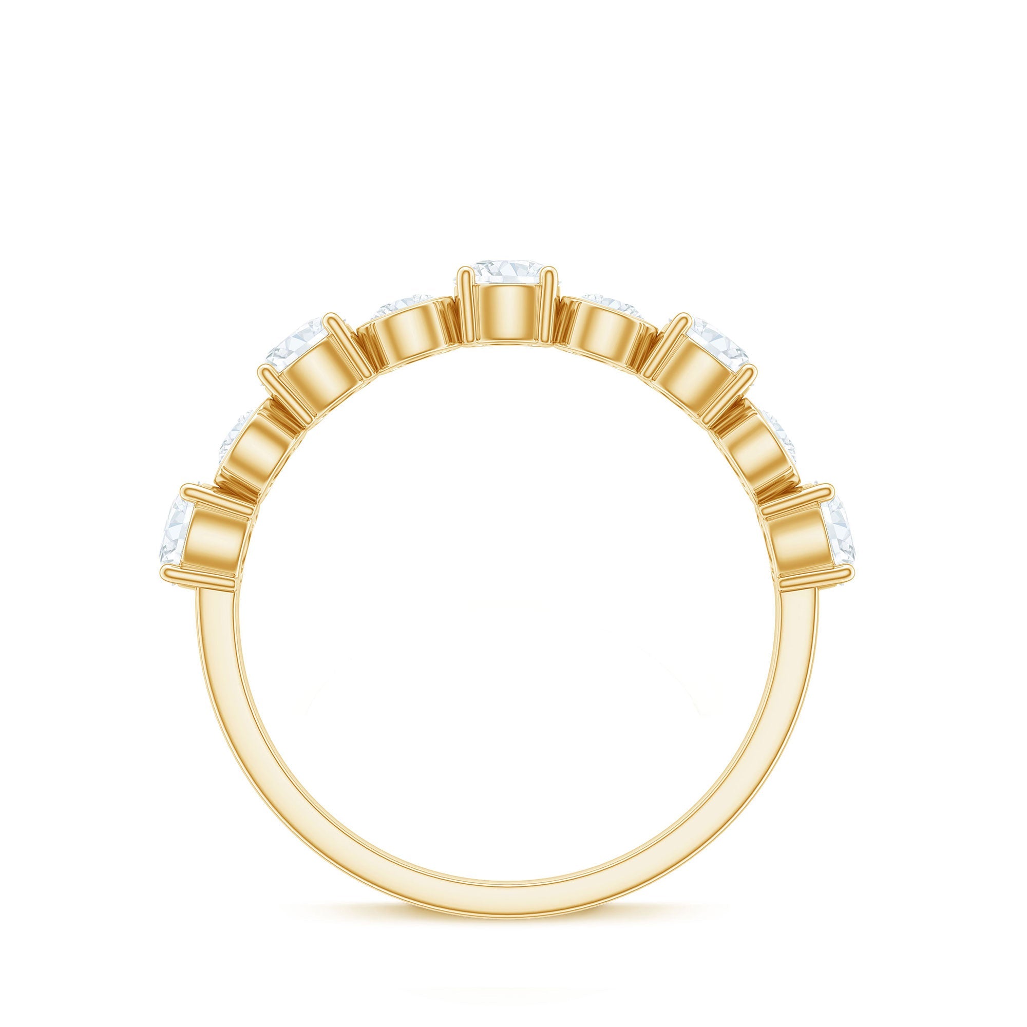 Certified Round Cut Moissanite Half Eternity Band Ring