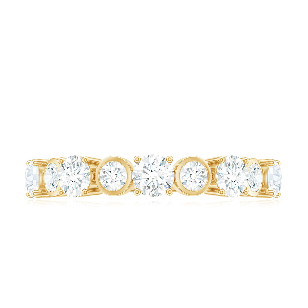 Certified Round Cut Moissanite Half Eternity Band Ring