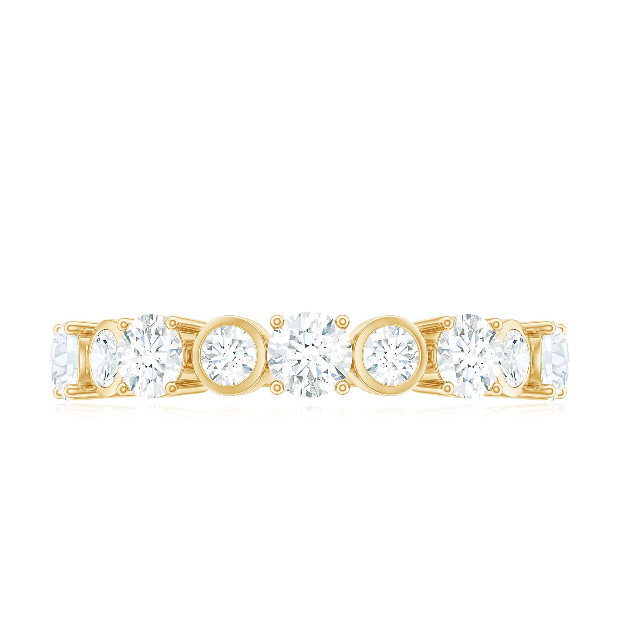 Certified Round Cut Moissanite Half Eternity Band Ring
