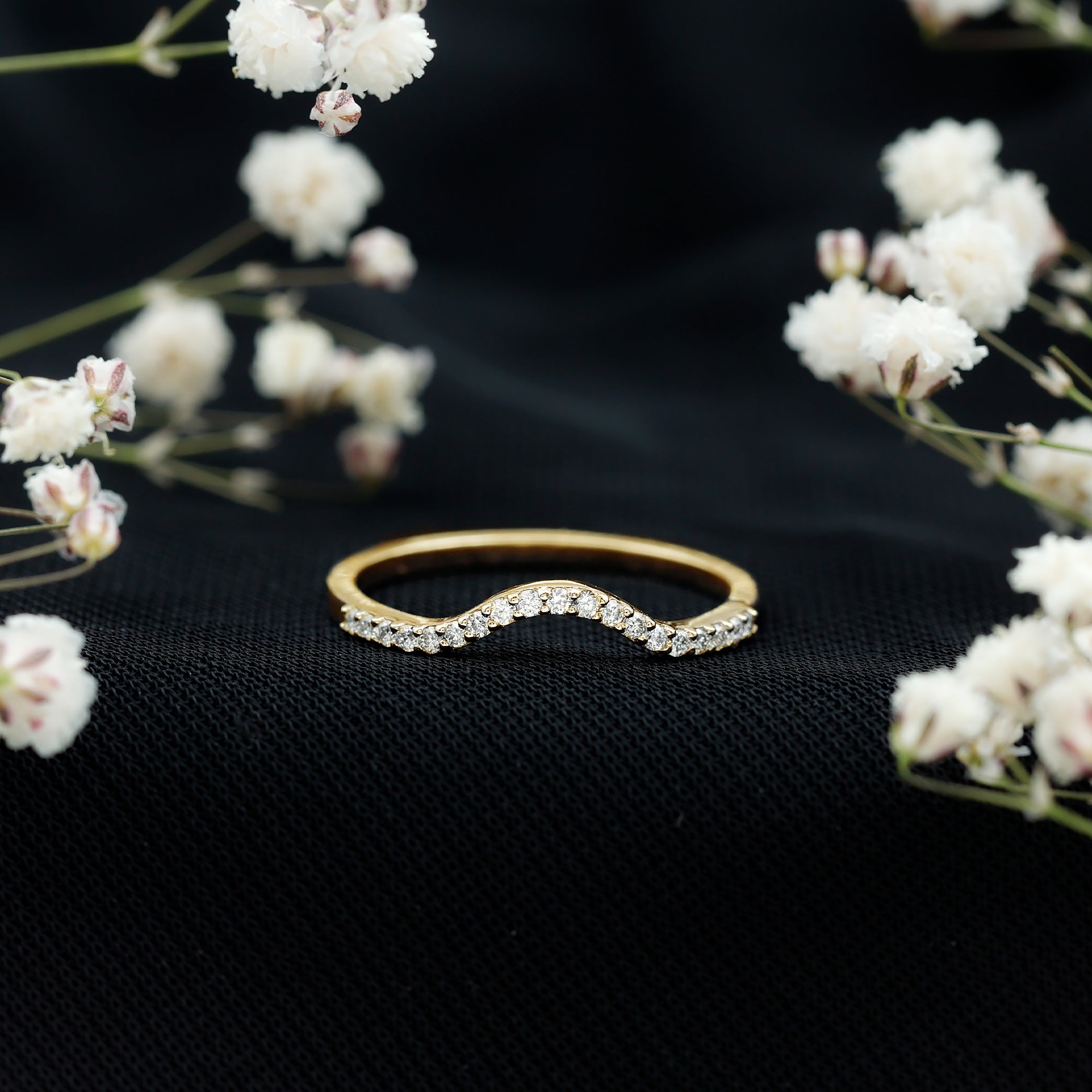 Real Diamond Curved Enhancer for Engagement Ring
