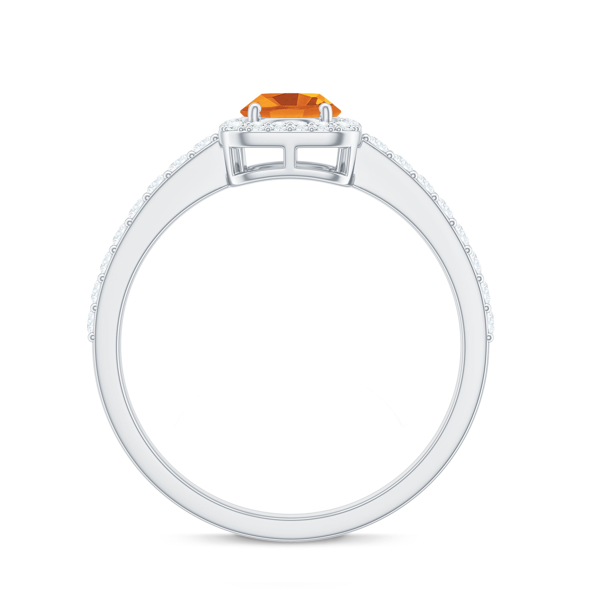 Real 1 Carat Citrine Oval Engagement Ring with Diamond Halo