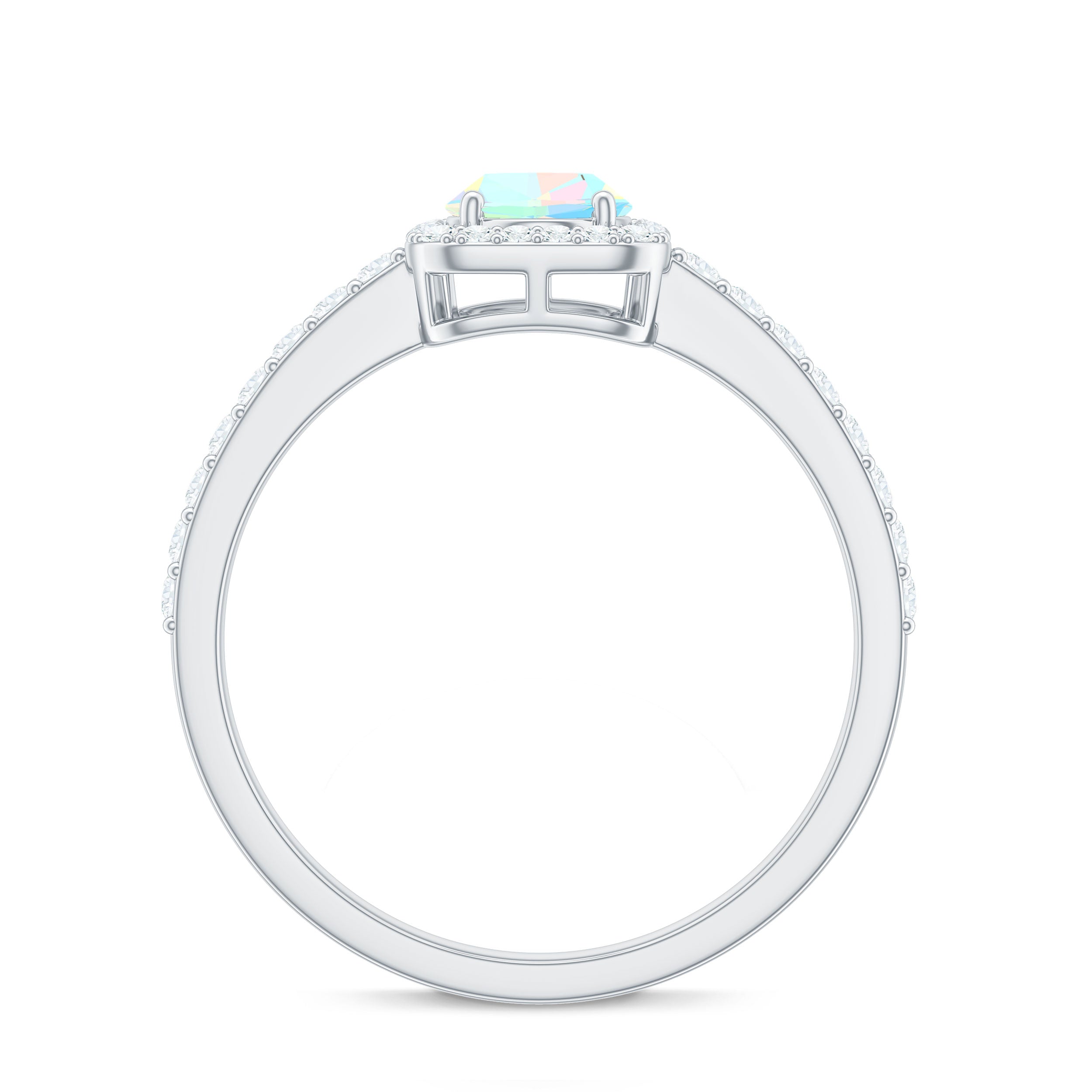 Classic Ethiopian Opal Oval Engagement Ring with Diamond Halo