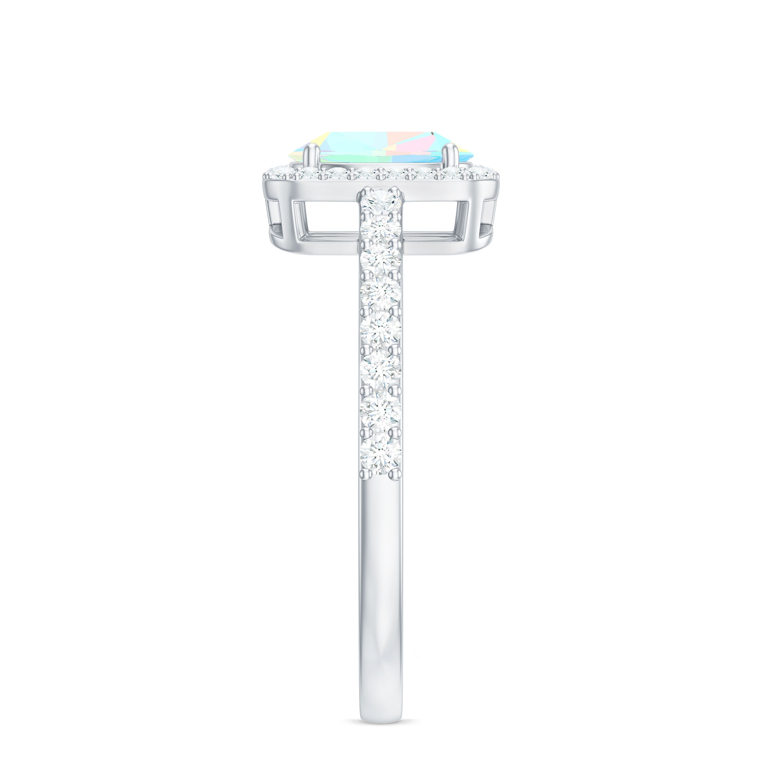 Classic Ethiopian Opal Oval Engagement Ring with Diamond Halo