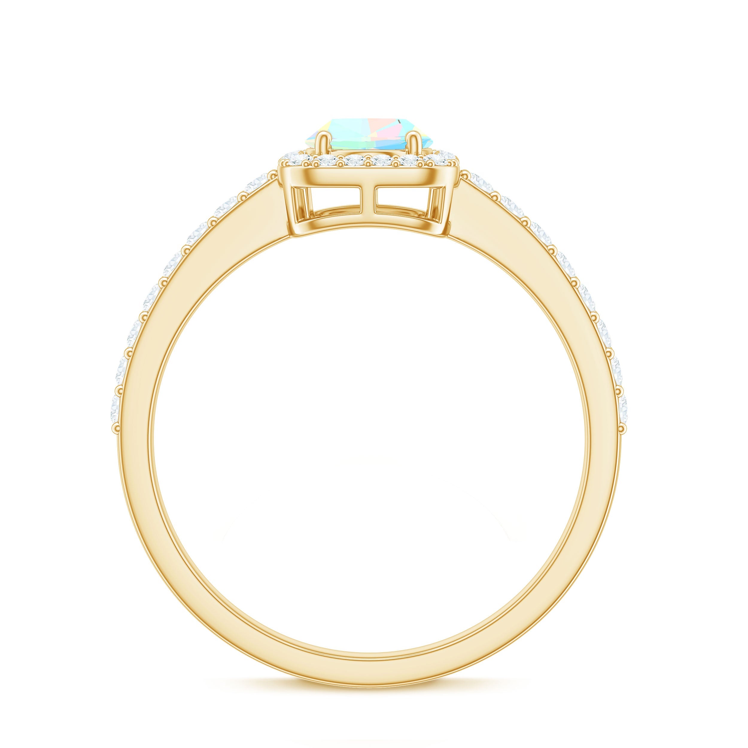 Classic Ethiopian Opal Oval Engagement Ring with Diamond Halo
