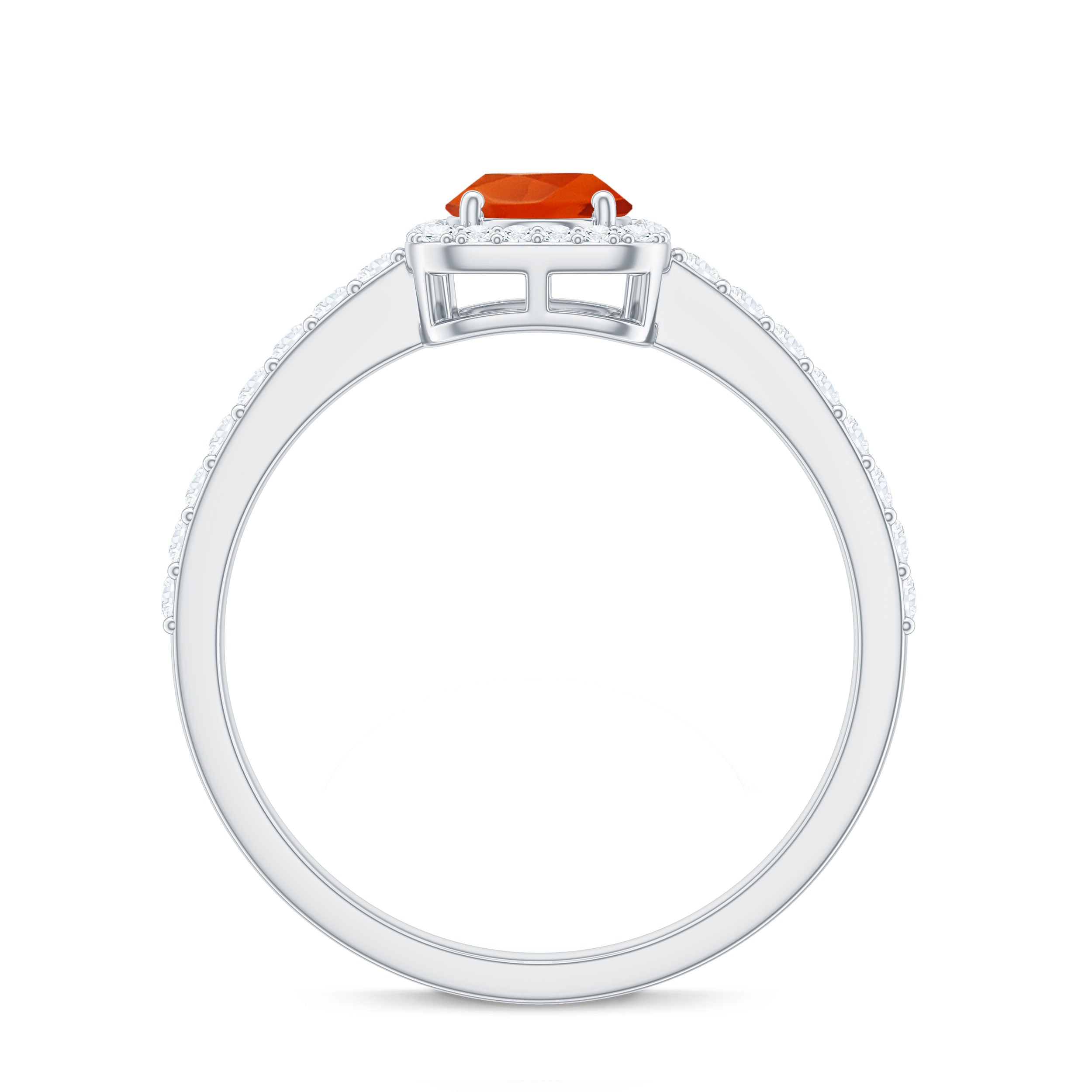 Oval Cut Fire Opal Engagement Ring with Diamond Halo
