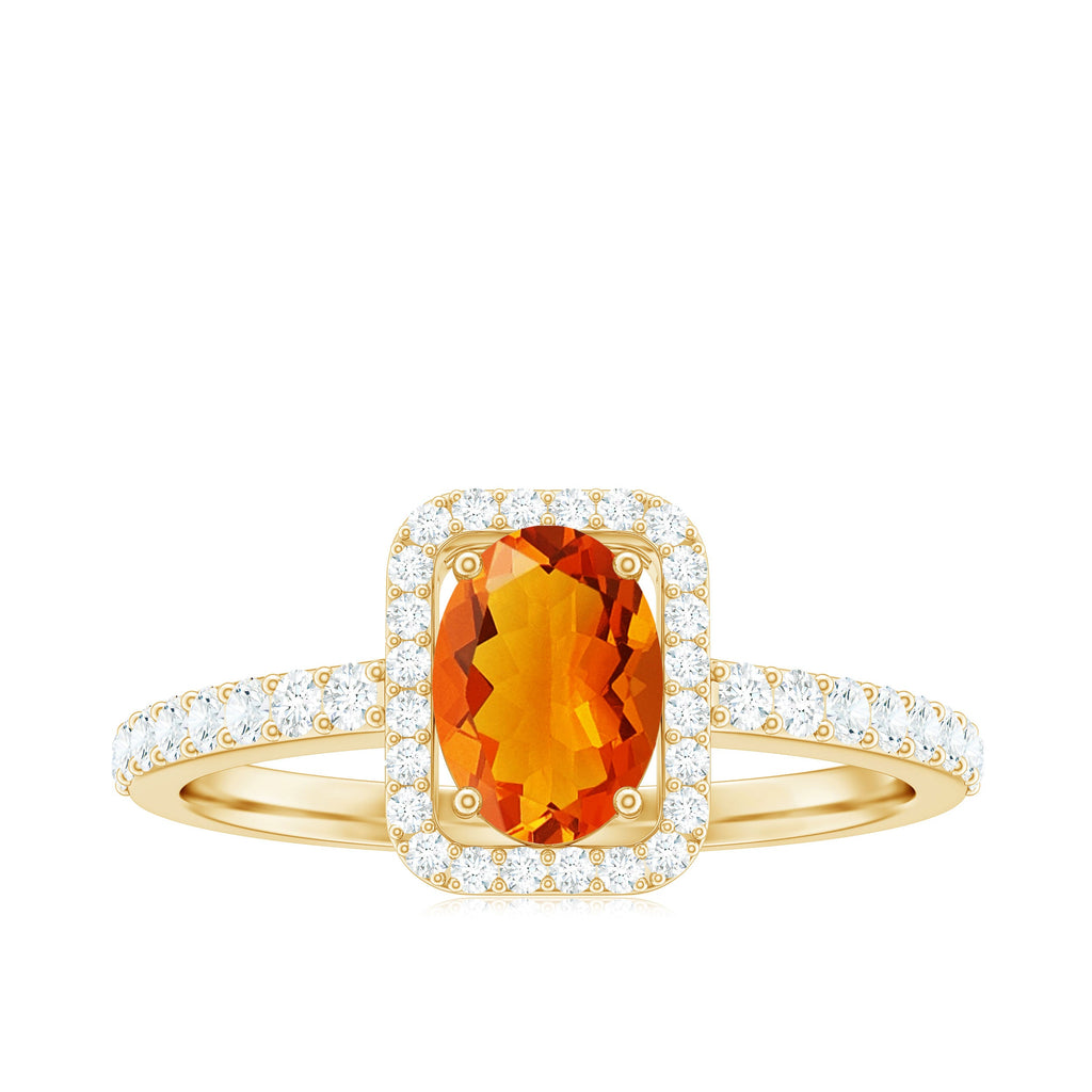 Oval Cut Fire Opal Engagement Ring with Diamond Halo
