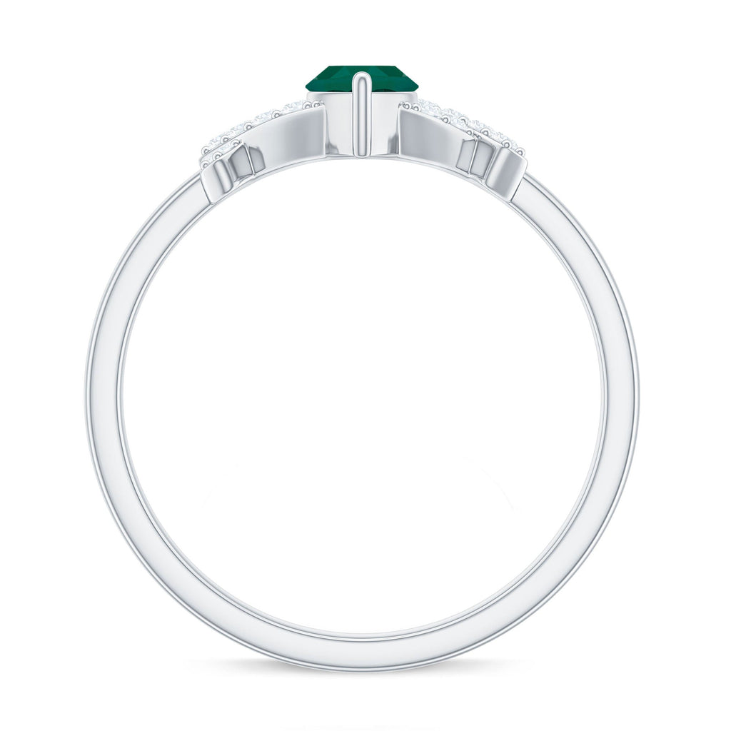 Designer Lab Grown Emerald Marquise Engagement Ring with Diamond