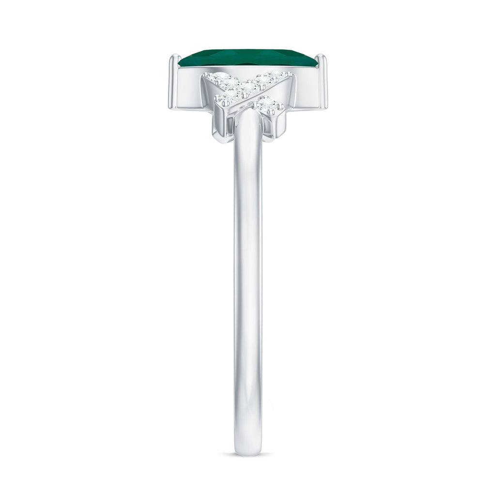 Designer Lab Grown Emerald Marquise Engagement Ring with Diamond
