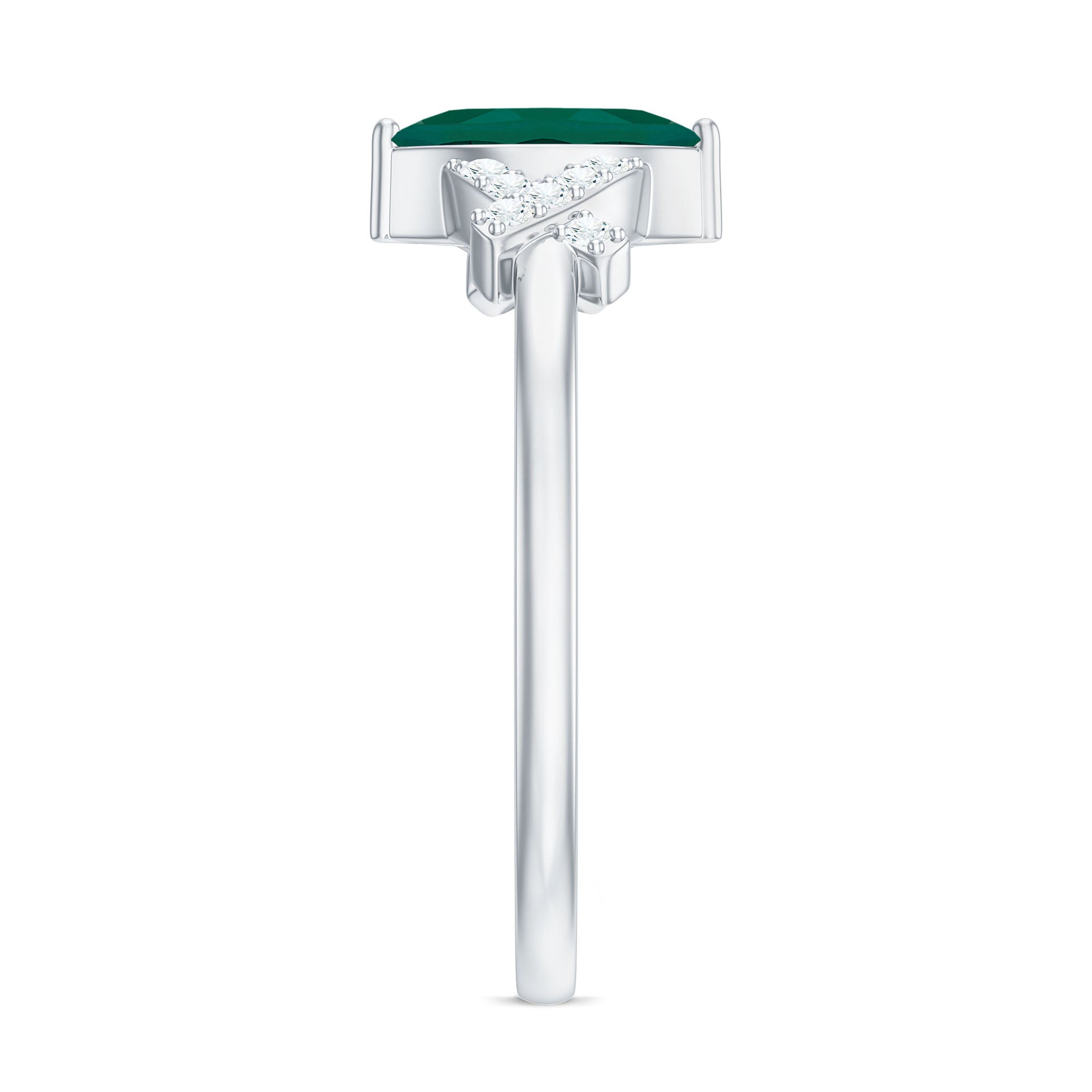 Designer Lab Grown Emerald Marquise Engagement Ring with Diamond