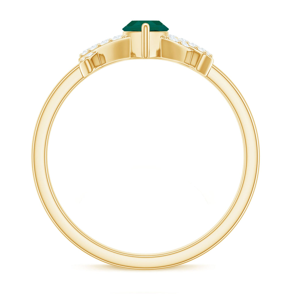 Designer Lab Grown Emerald Marquise Engagement Ring with Diamond