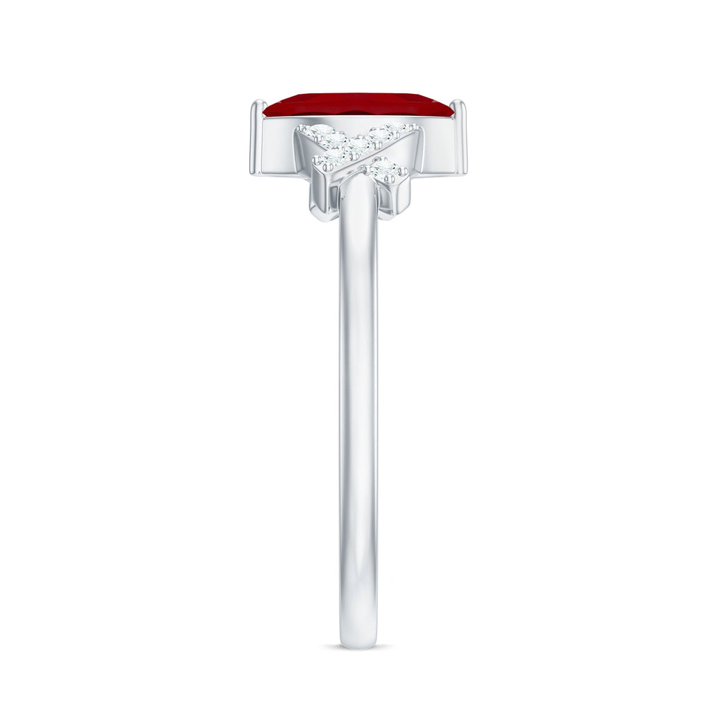 Marquise Cut Lab Created Ruby Designer Engagement Ring