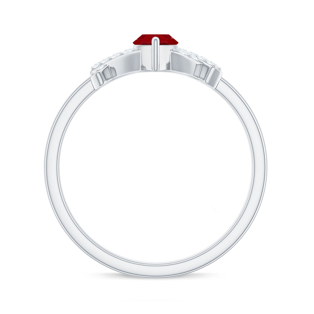 Marquise Cut Lab Created Ruby Designer Engagement Ring