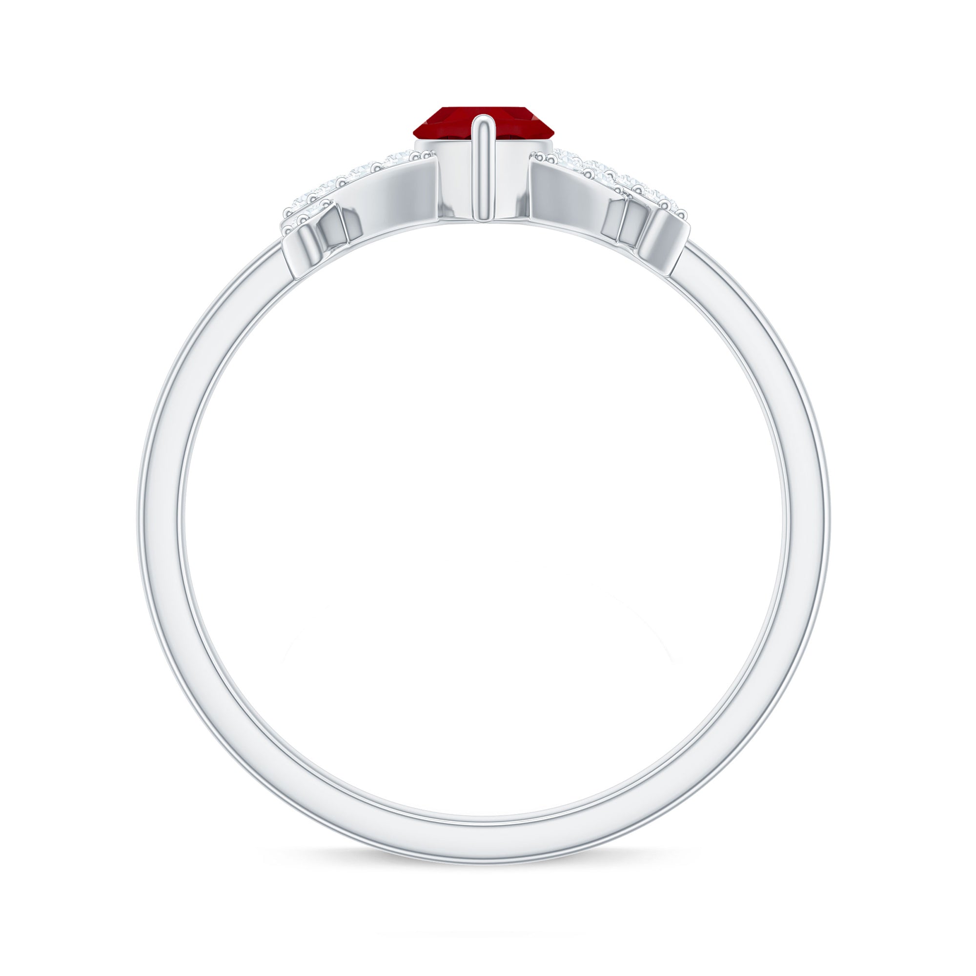 Marquise Cut Lab Created Ruby Designer Engagement Ring