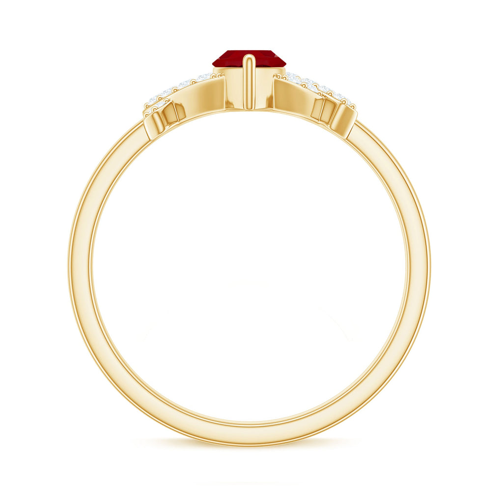 Marquise Cut Lab Created Ruby Designer Engagement Ring