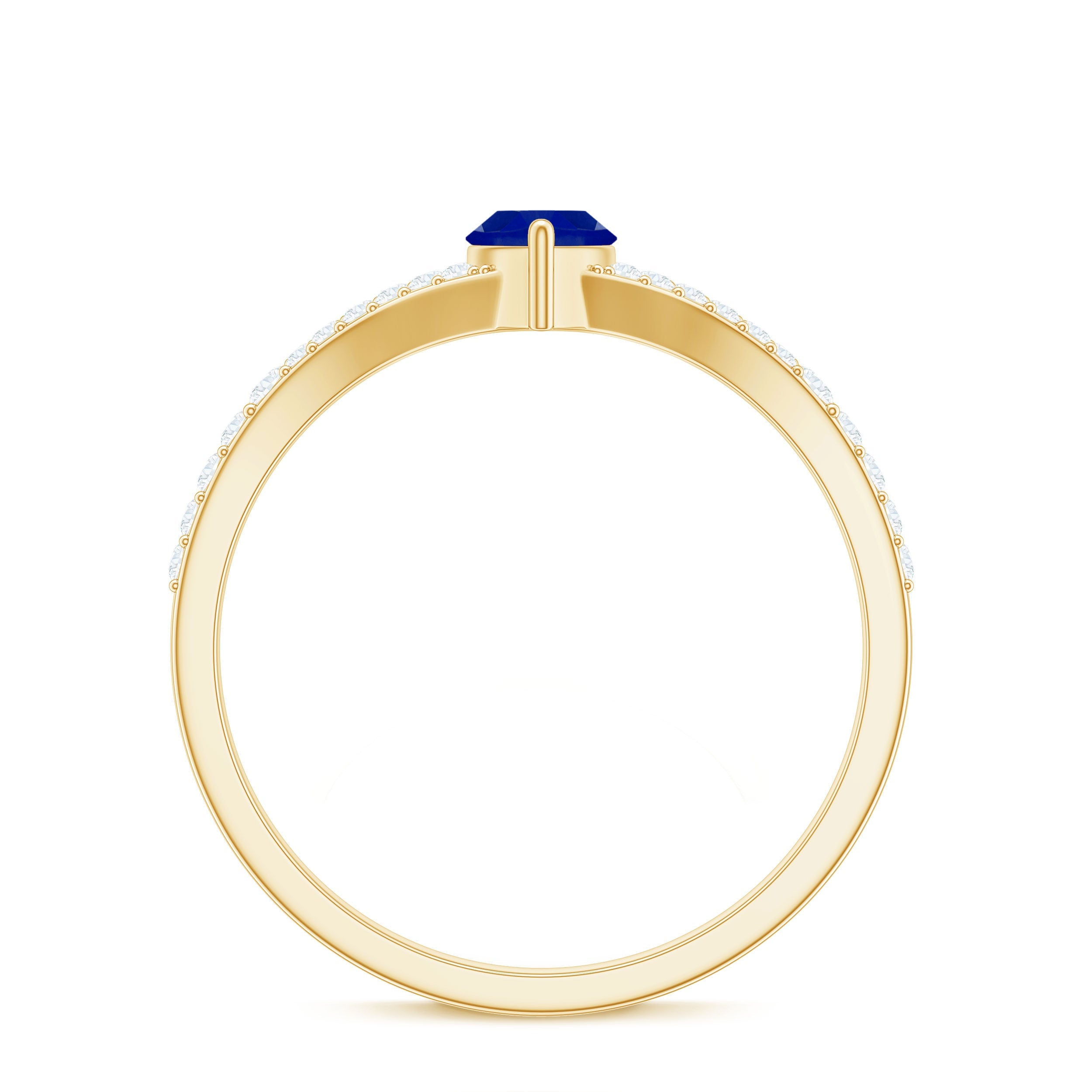 Certified 0.75 Carat Lab Grown Blue Sapphire Marquise Engagement Ring with Diamond Split Shank