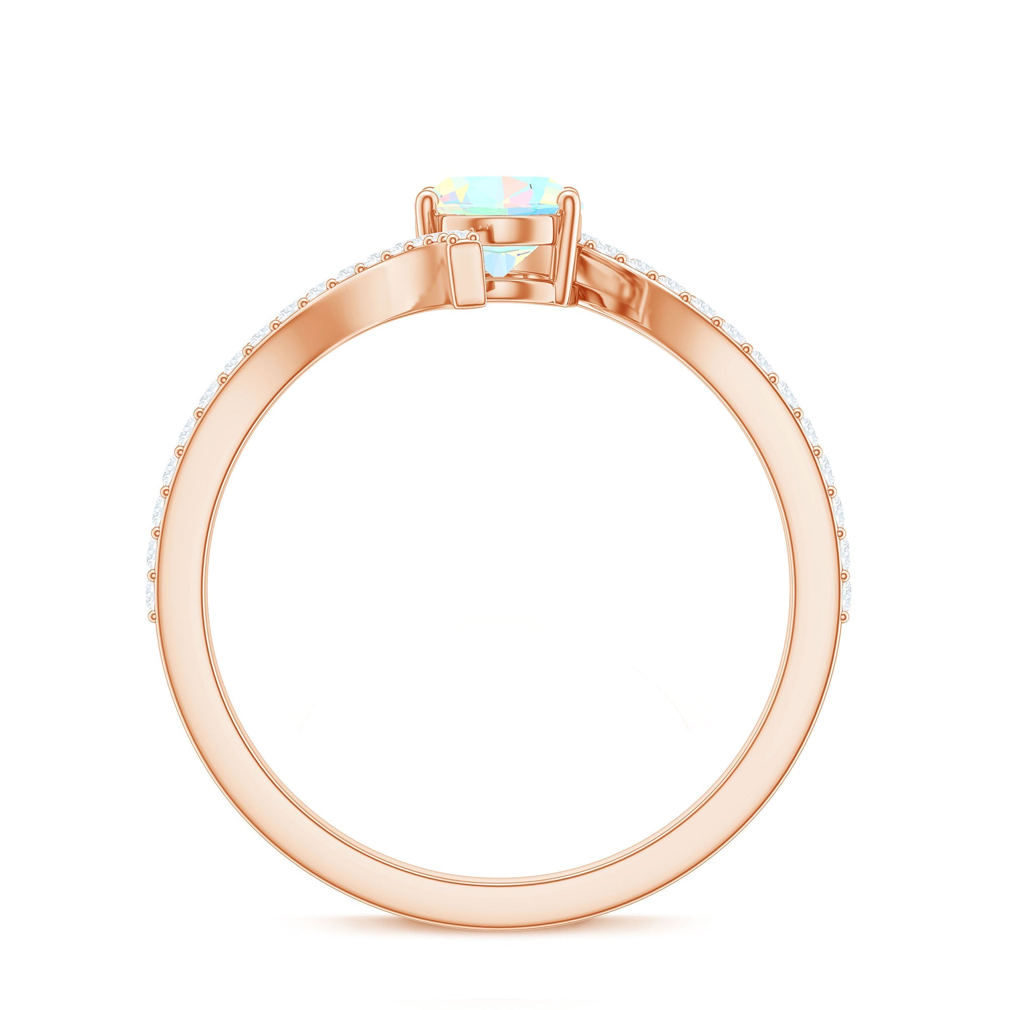 Natural Ethiopian Opal Oval Engagement Ring with Diamond Bypass Shank