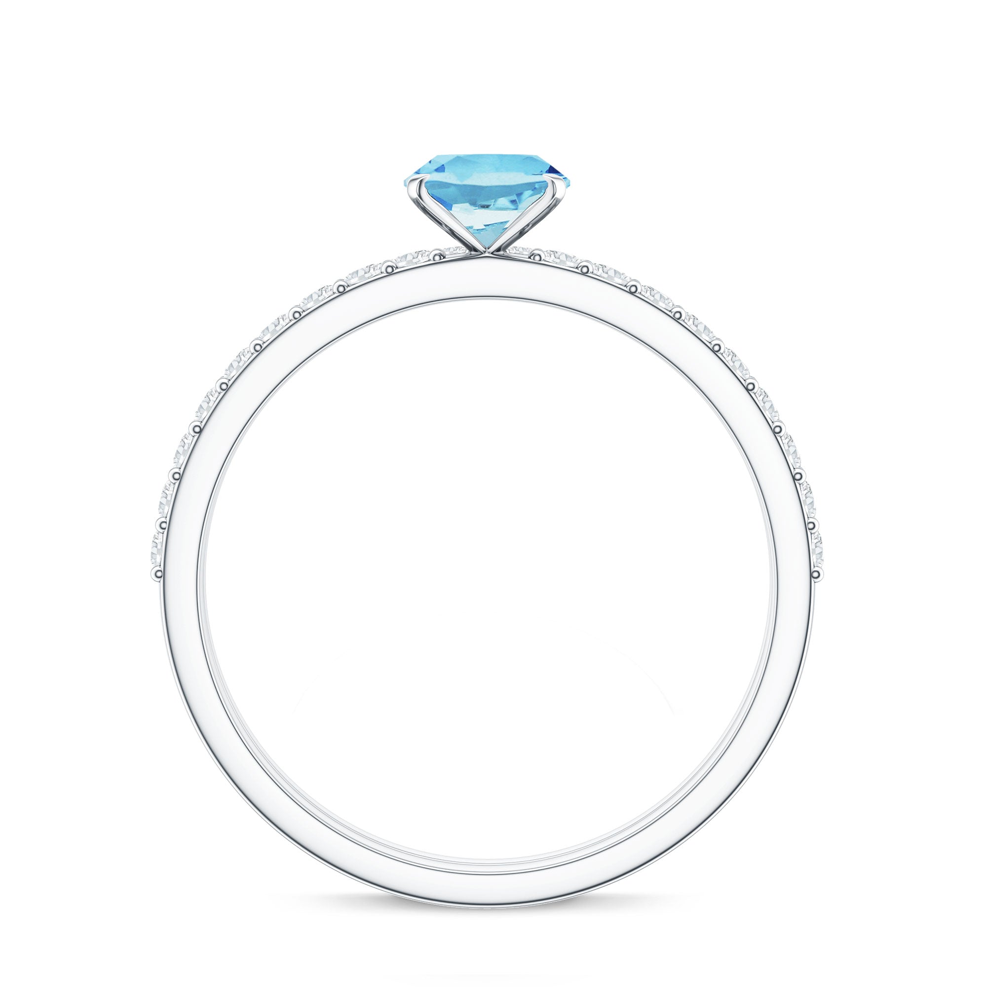 Natural Aquamarine Diamond Oval Engagement Ring with Wedding Band