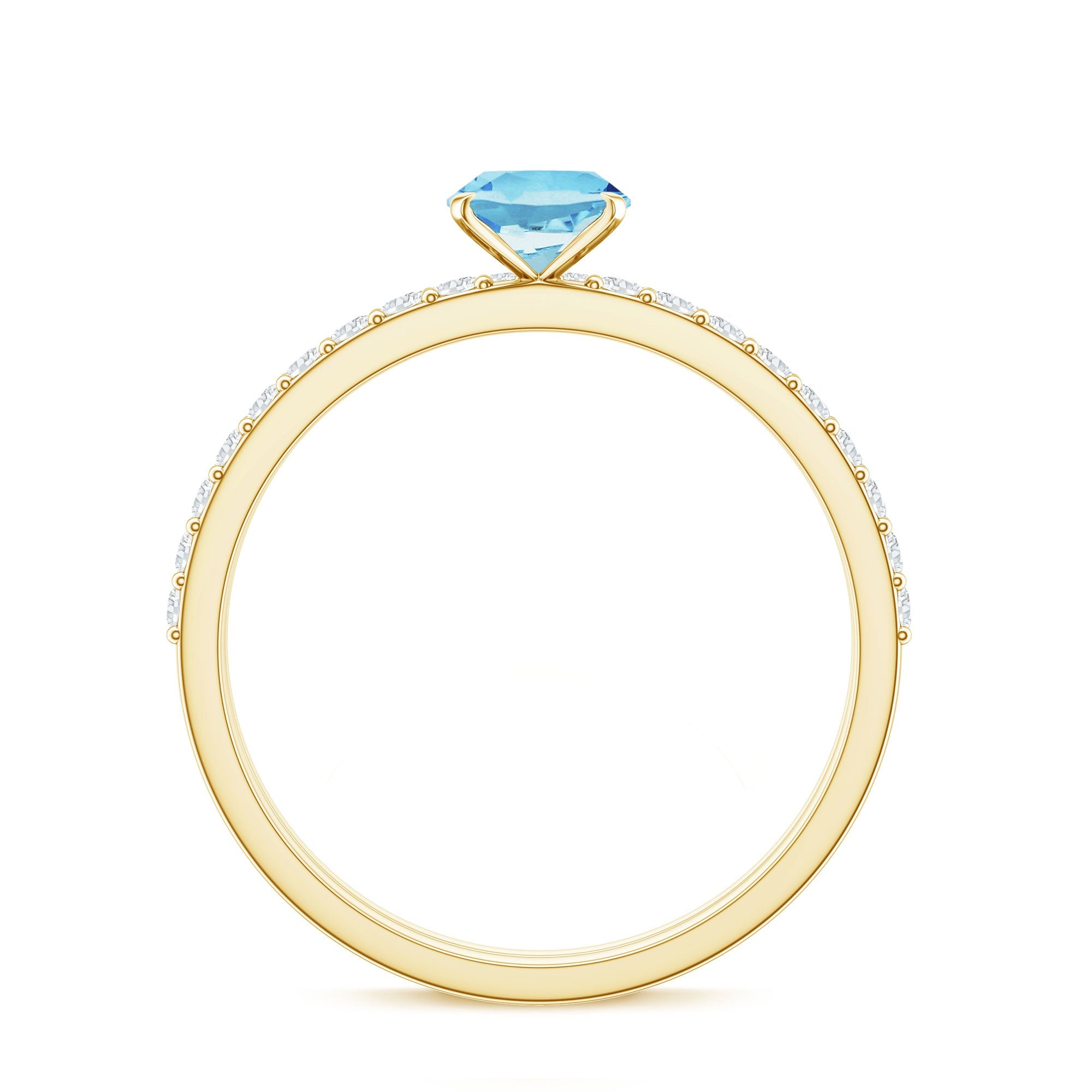 Natural Aquamarine Diamond Oval Engagement Ring with Wedding Band