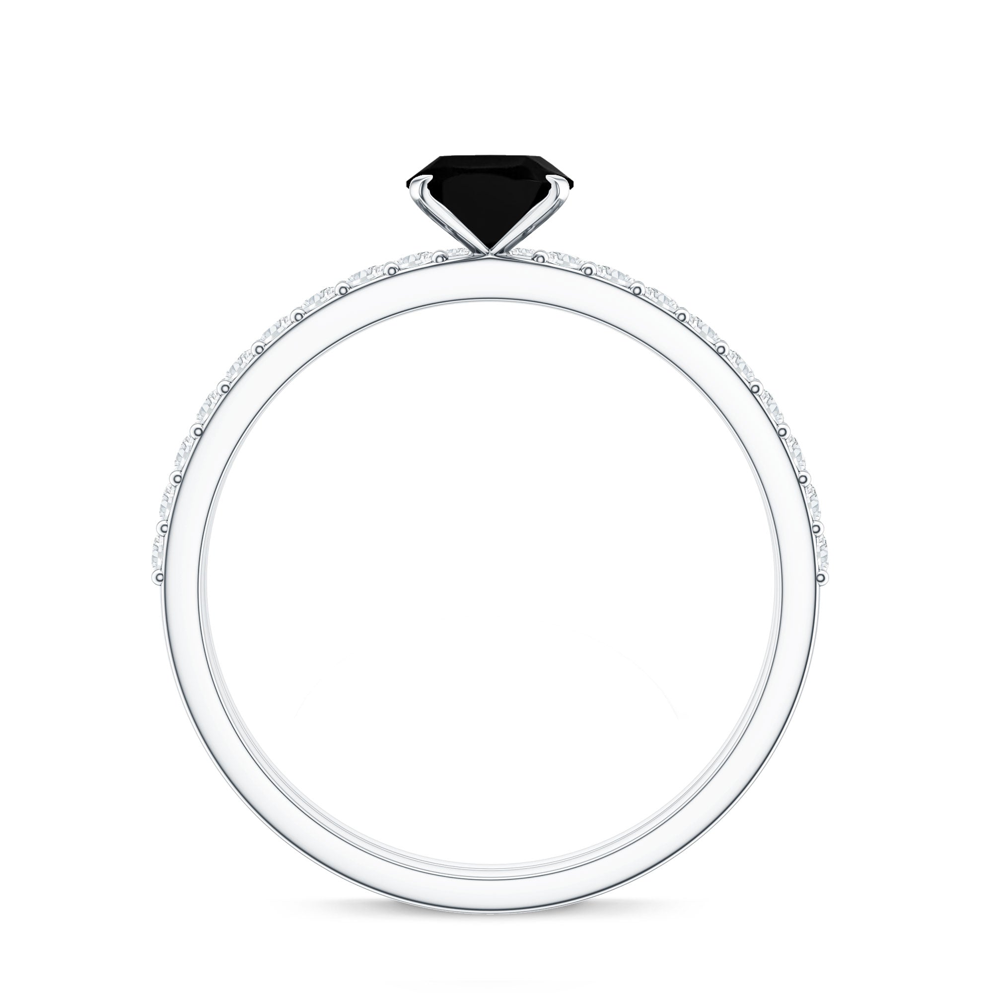 1 Carat Oval Cut Black Onyx Solitaire Rings Set with Diamond Wedding Band