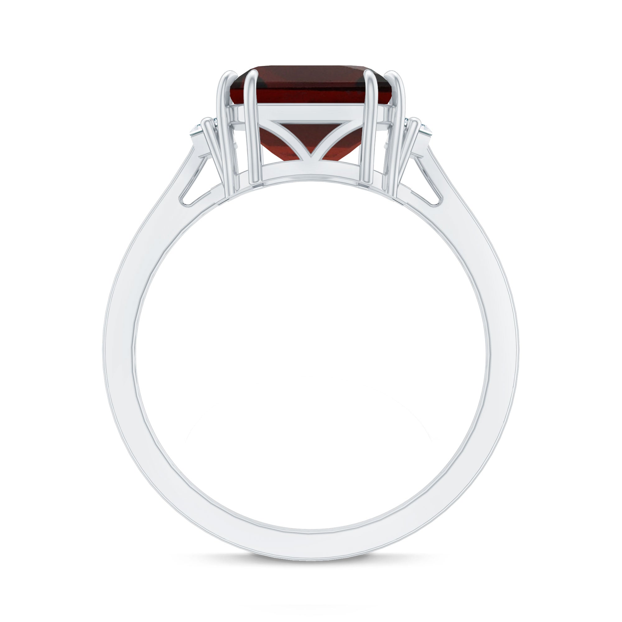 Natural 3.3 Carat Asscher Cut Garnet Engagement Ring with Diamond