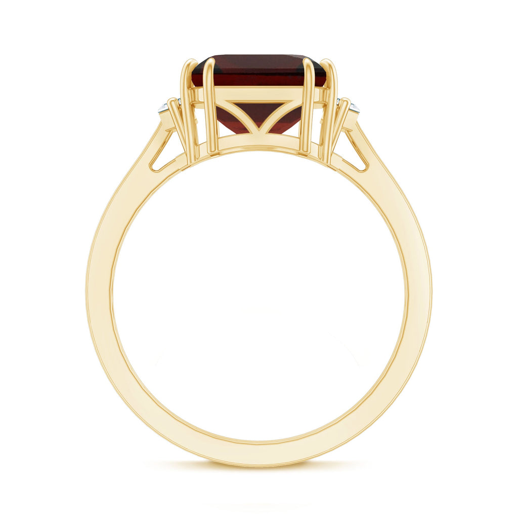 Natural 3.3 Carat Asscher Cut Garnet Engagement Ring with Diamond