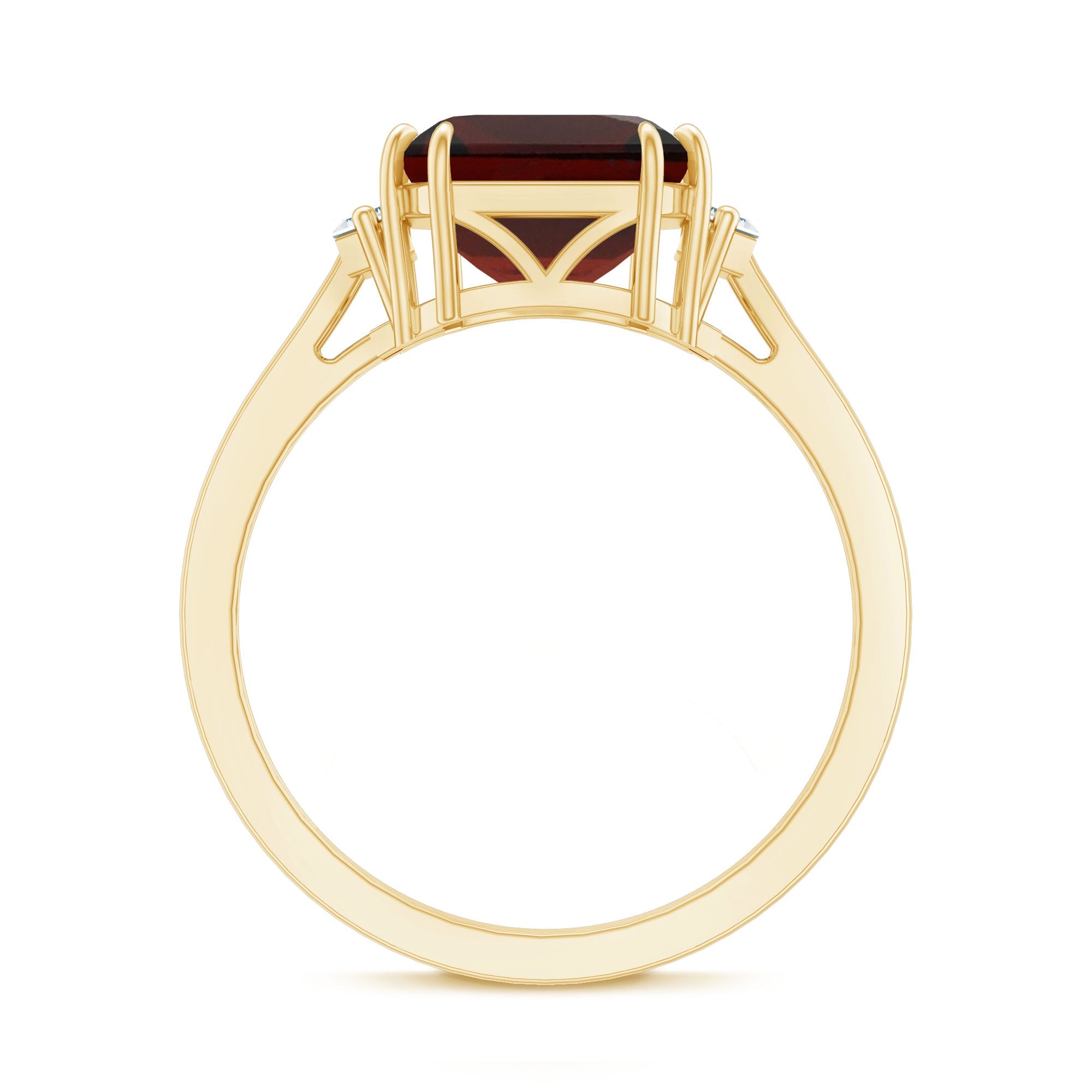 Natural 3.3 Carat Asscher Cut Garnet Engagement Ring with Diamond