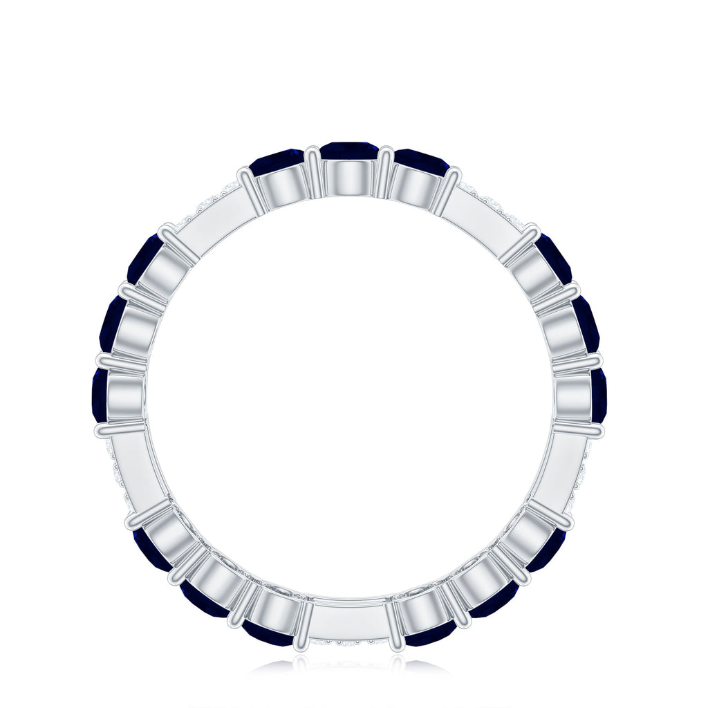 Natural Blue Sapphire and Diamond Eternity Wedding Band