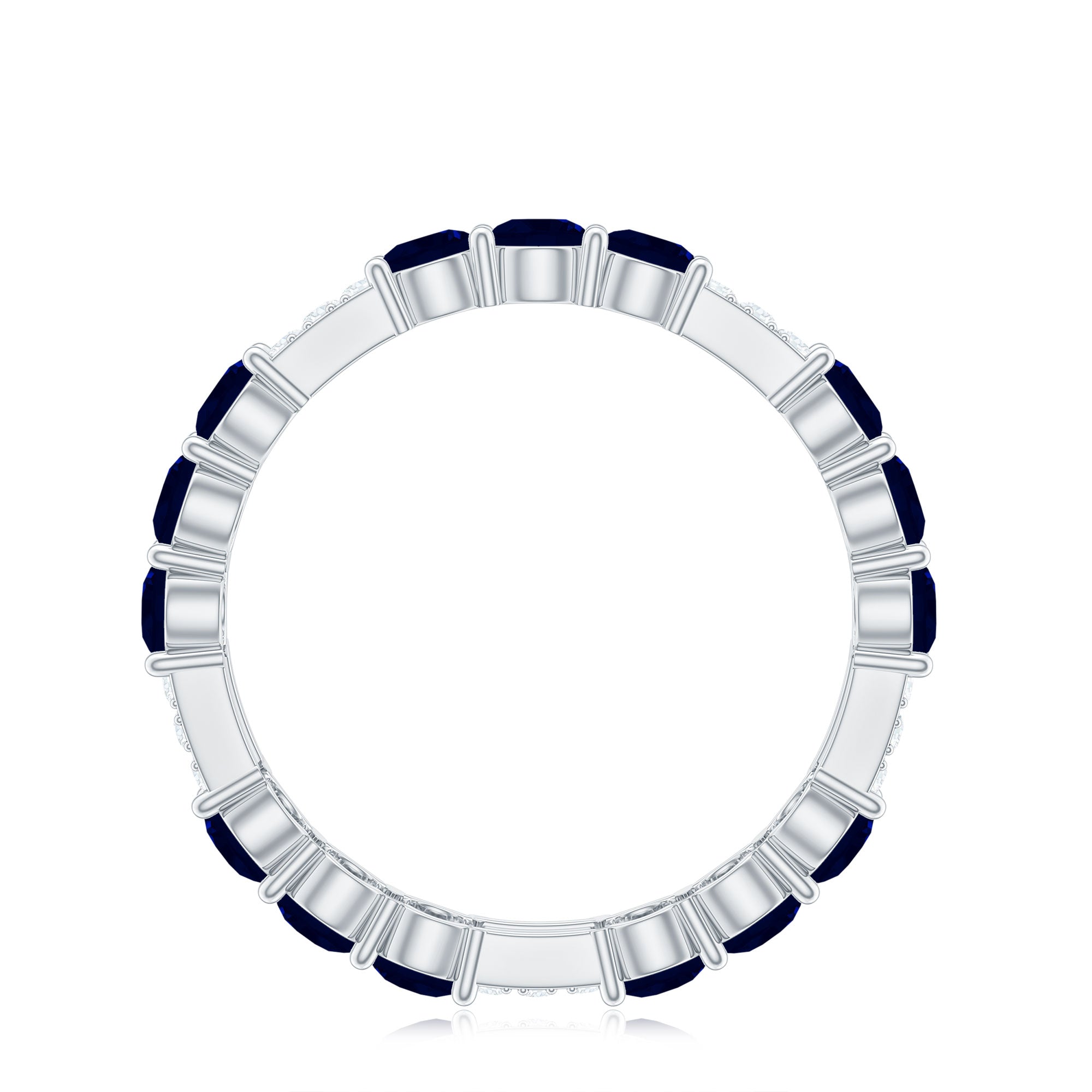 Natural Blue Sapphire and Diamond Eternity Wedding Band