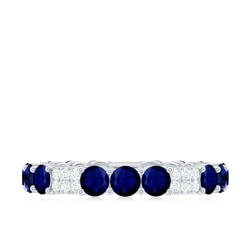 Natural Blue Sapphire and Diamond Eternity Wedding Band