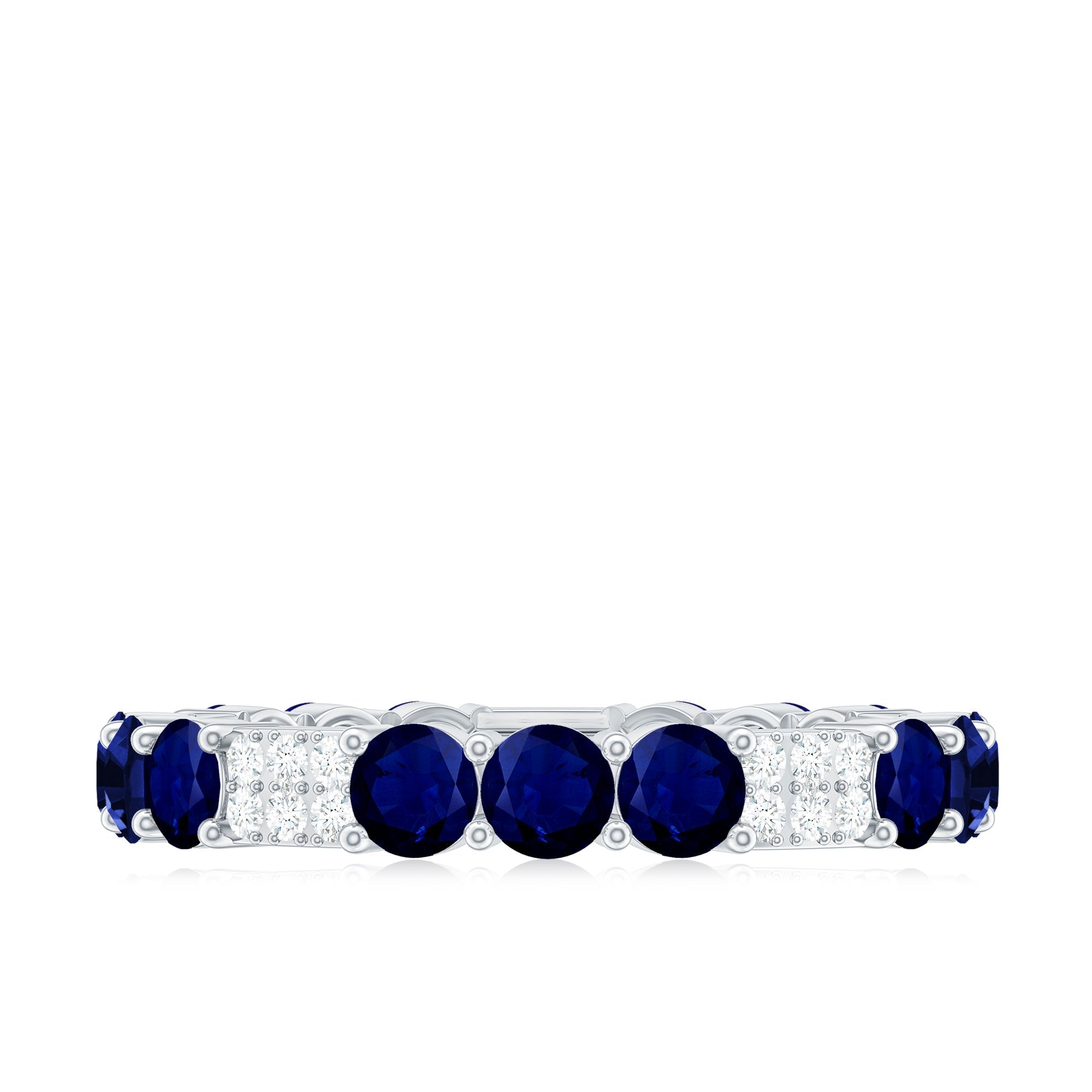 Natural Blue Sapphire and Diamond Eternity Wedding Band