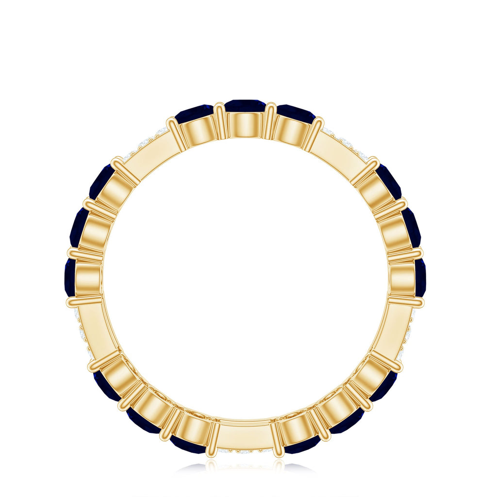 Natural Blue Sapphire and Diamond Eternity Wedding Band