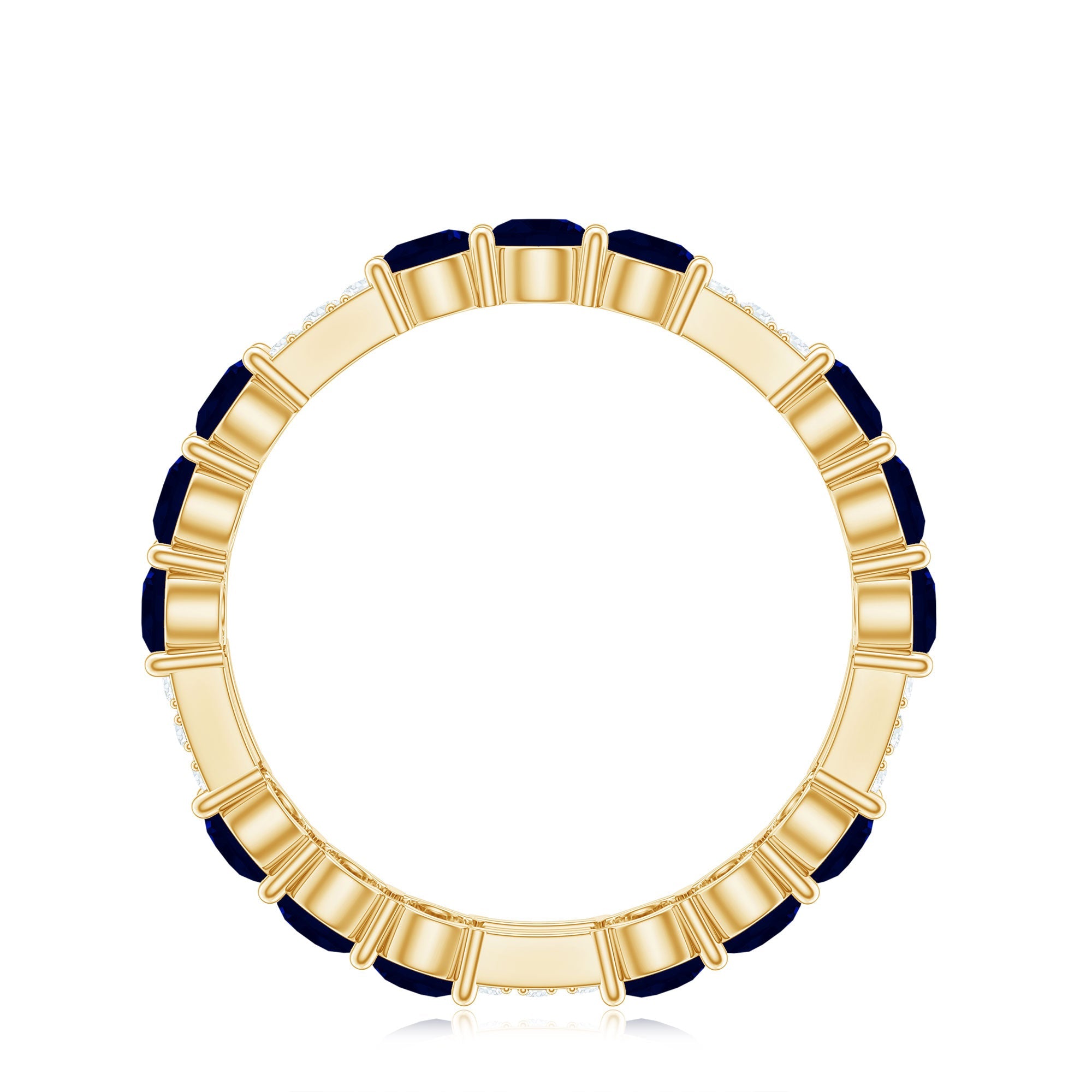 Natural Blue Sapphire and Diamond Eternity Wedding Band