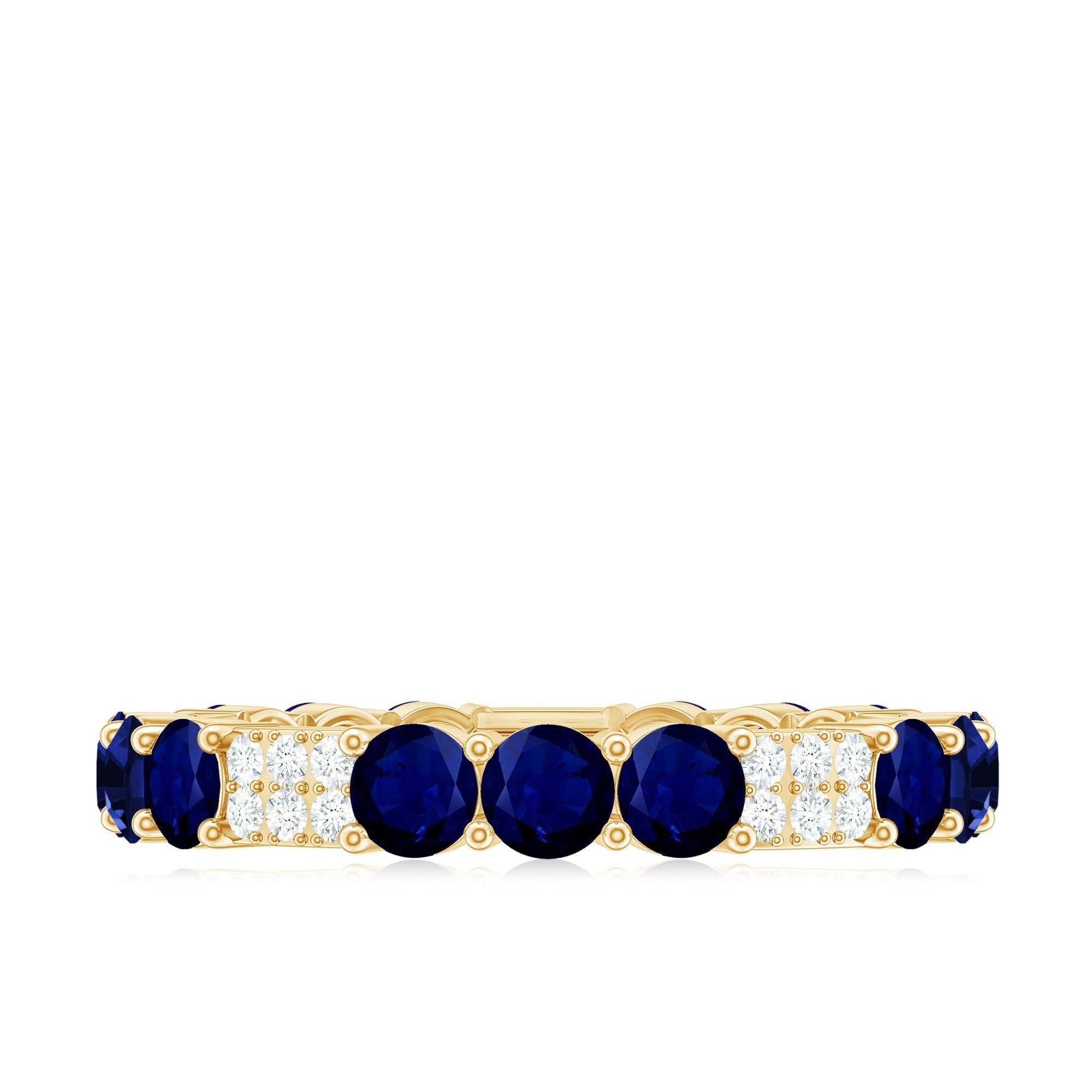 Natural Blue Sapphire and Diamond Eternity Wedding Band