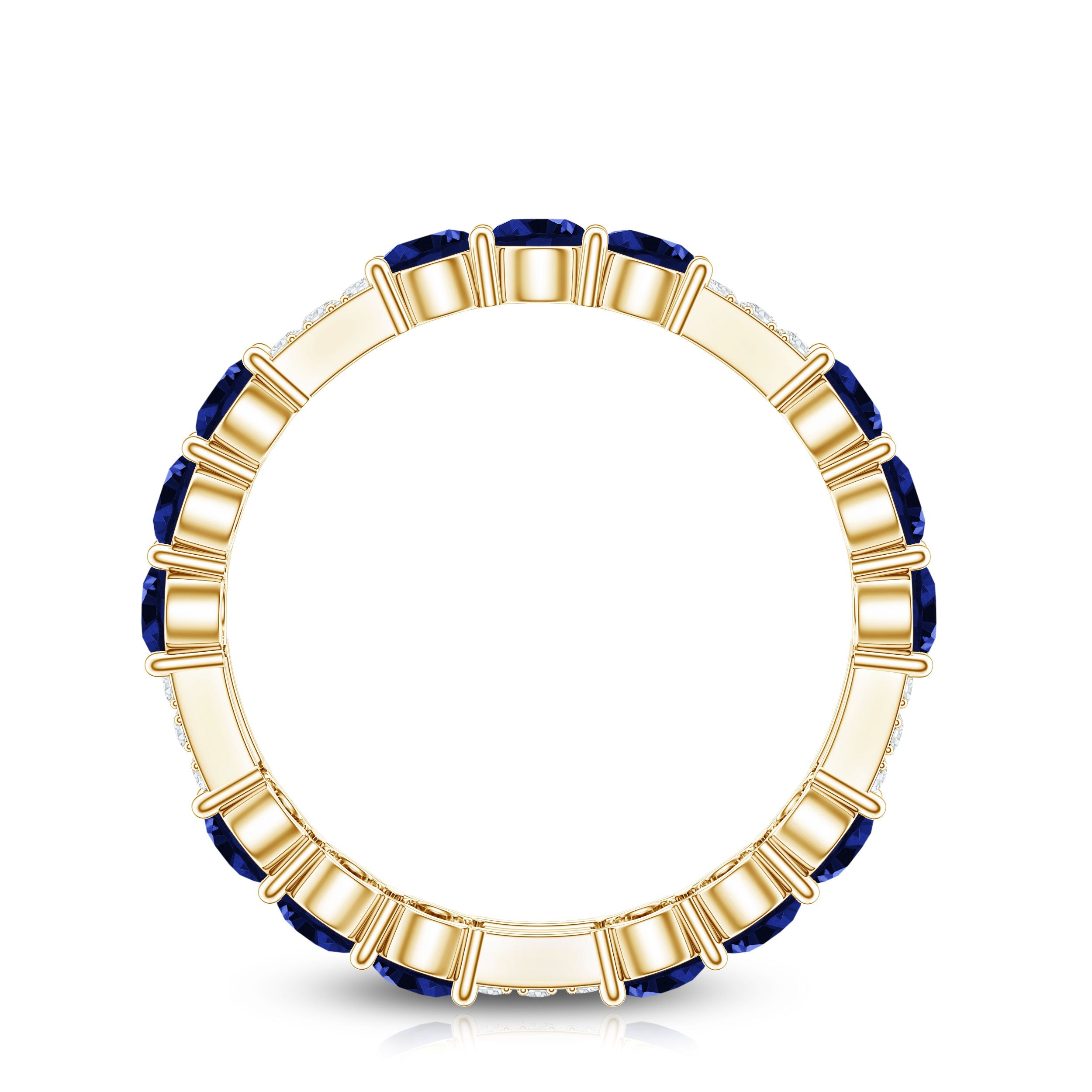 Certified Lab Grown Blue Sapphire Eternity Band Ring with Diamond