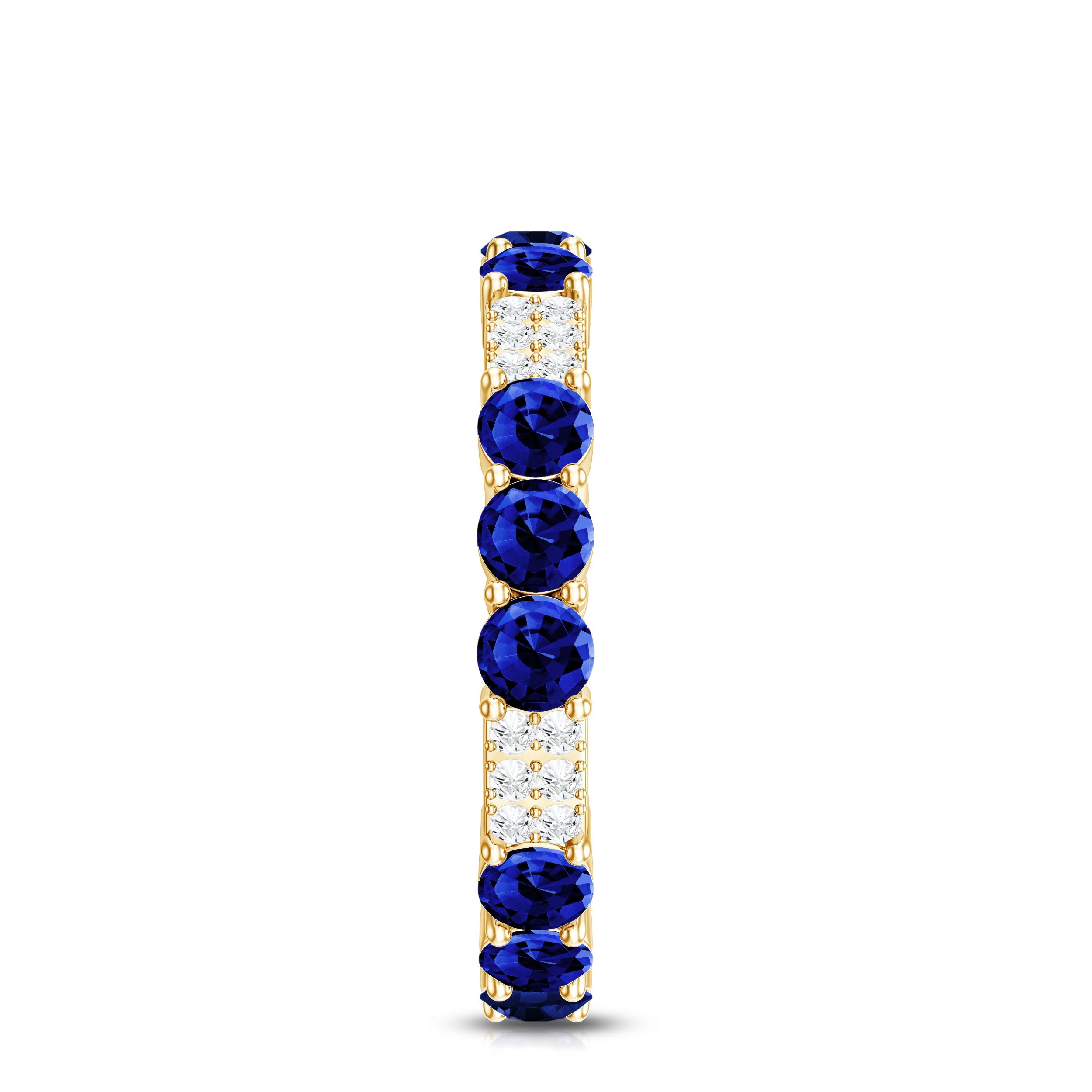 Certified Lab Grown Blue Sapphire Eternity Band Ring with Diamond
