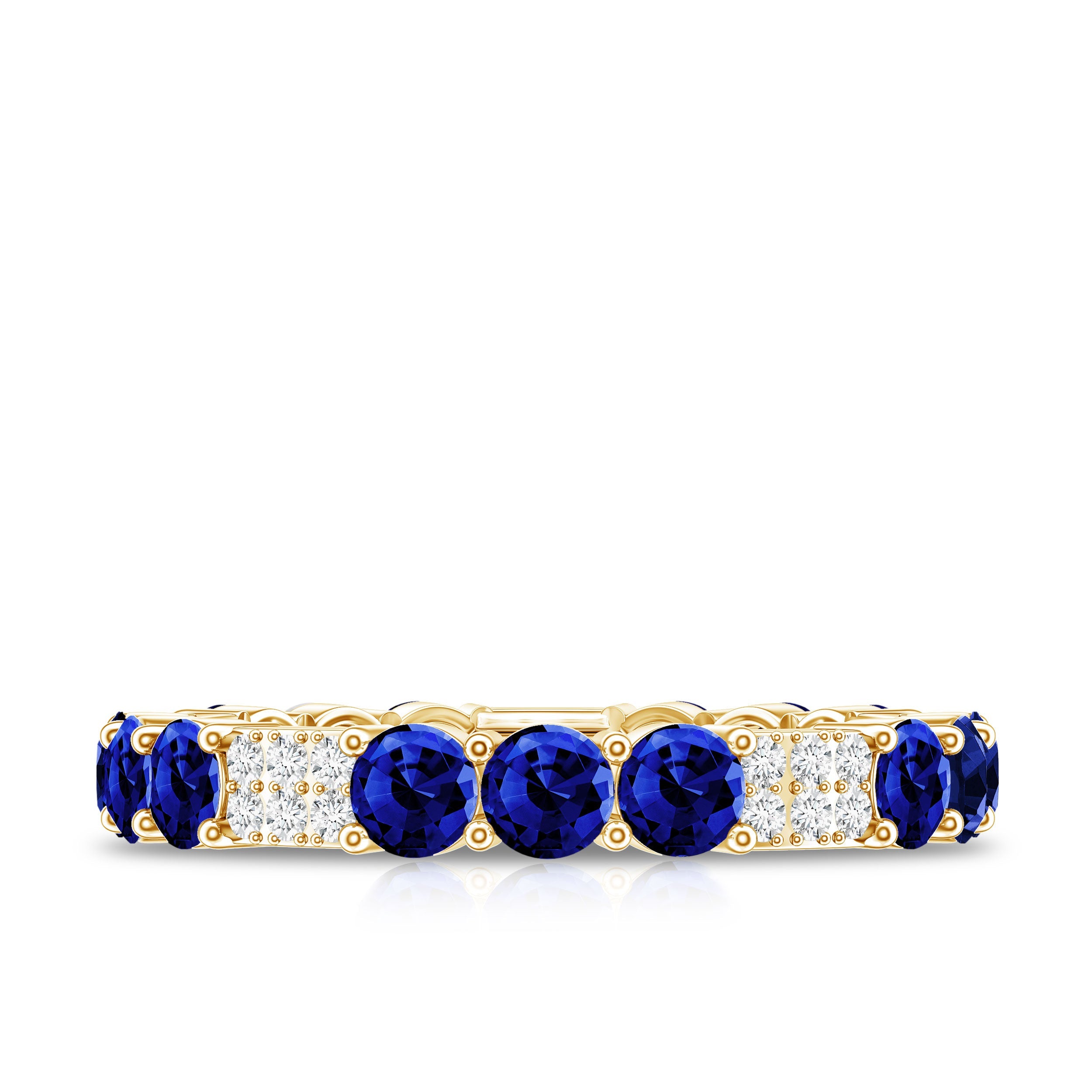 Certified Lab Grown Blue Sapphire Eternity Band Ring with Diamond