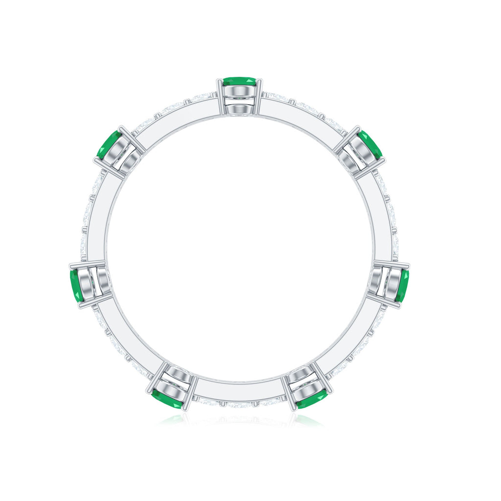 Natural Oval Emerald Diamond Eternity Marriage Anniversary Ring