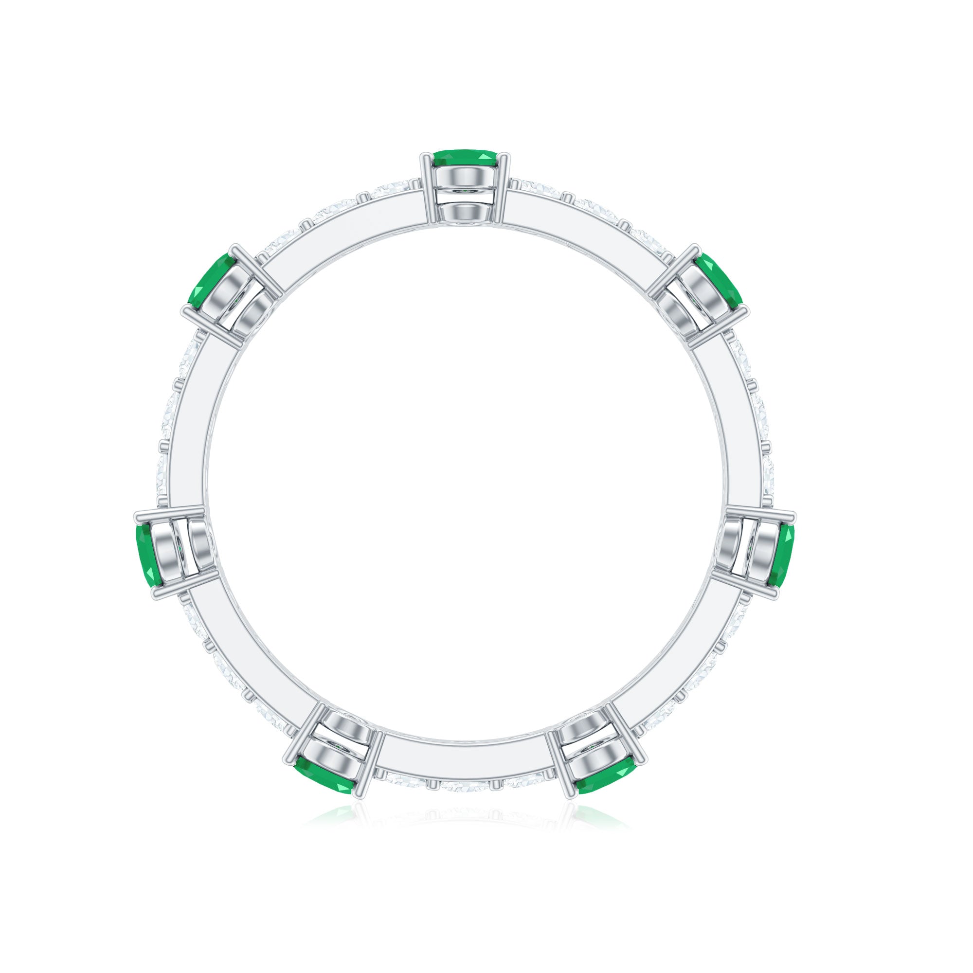 Natural Oval Emerald Diamond Eternity Marriage Anniversary Ring