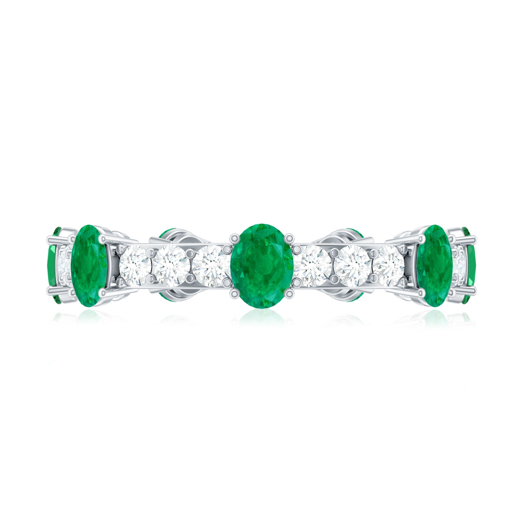 Natural Oval Emerald Diamond Eternity Marriage Anniversary Ring