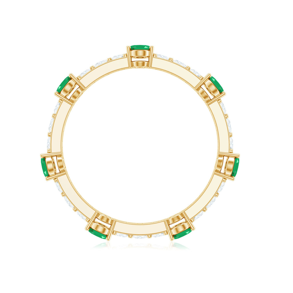 Natural Oval Emerald Diamond Eternity Marriage Anniversary Ring