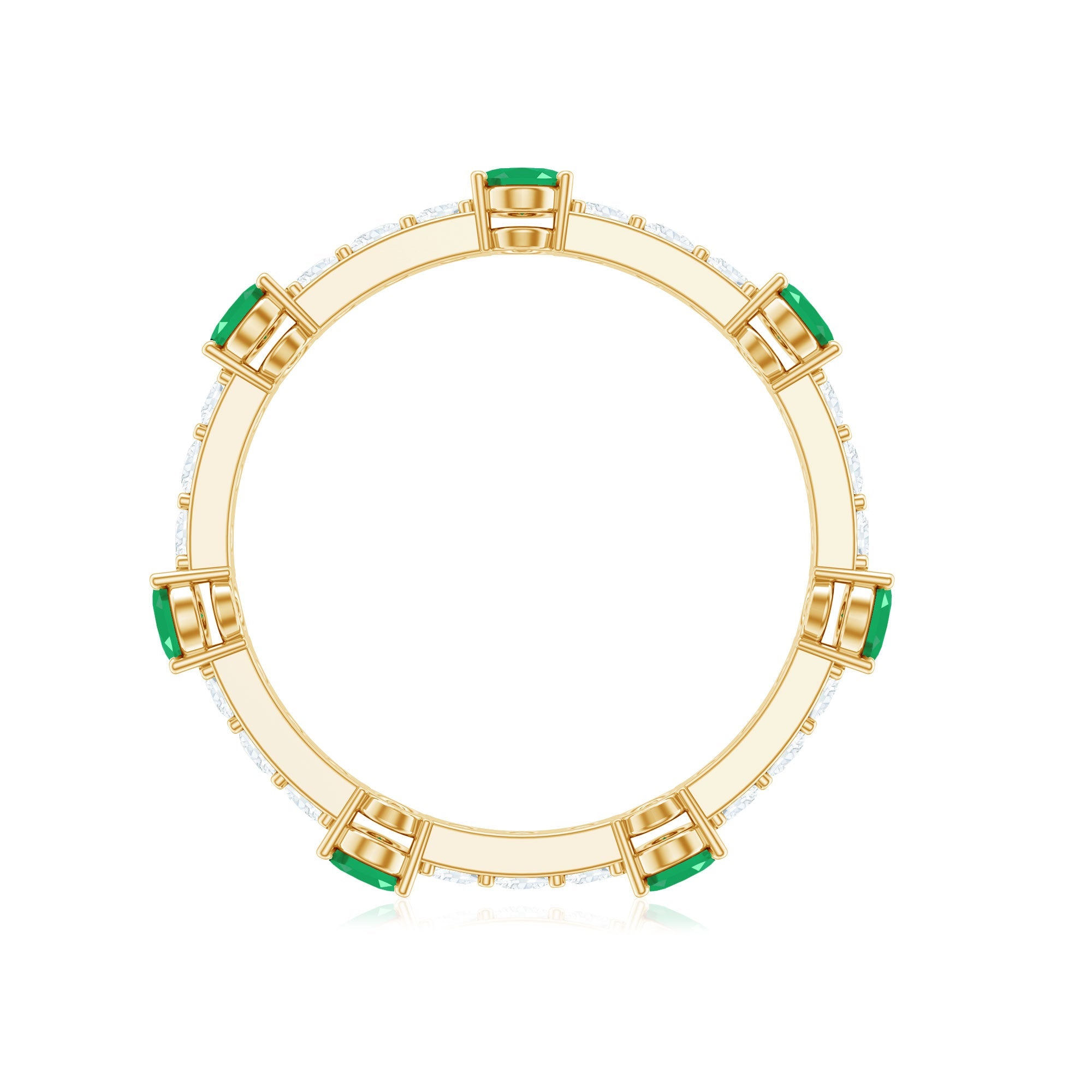 Natural Oval Emerald Diamond Eternity Marriage Anniversary Ring