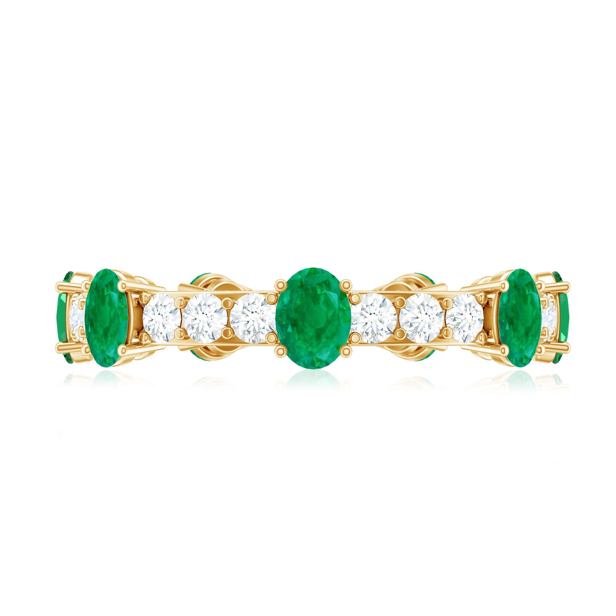 Natural Oval Emerald Diamond Eternity Marriage Anniversary Ring