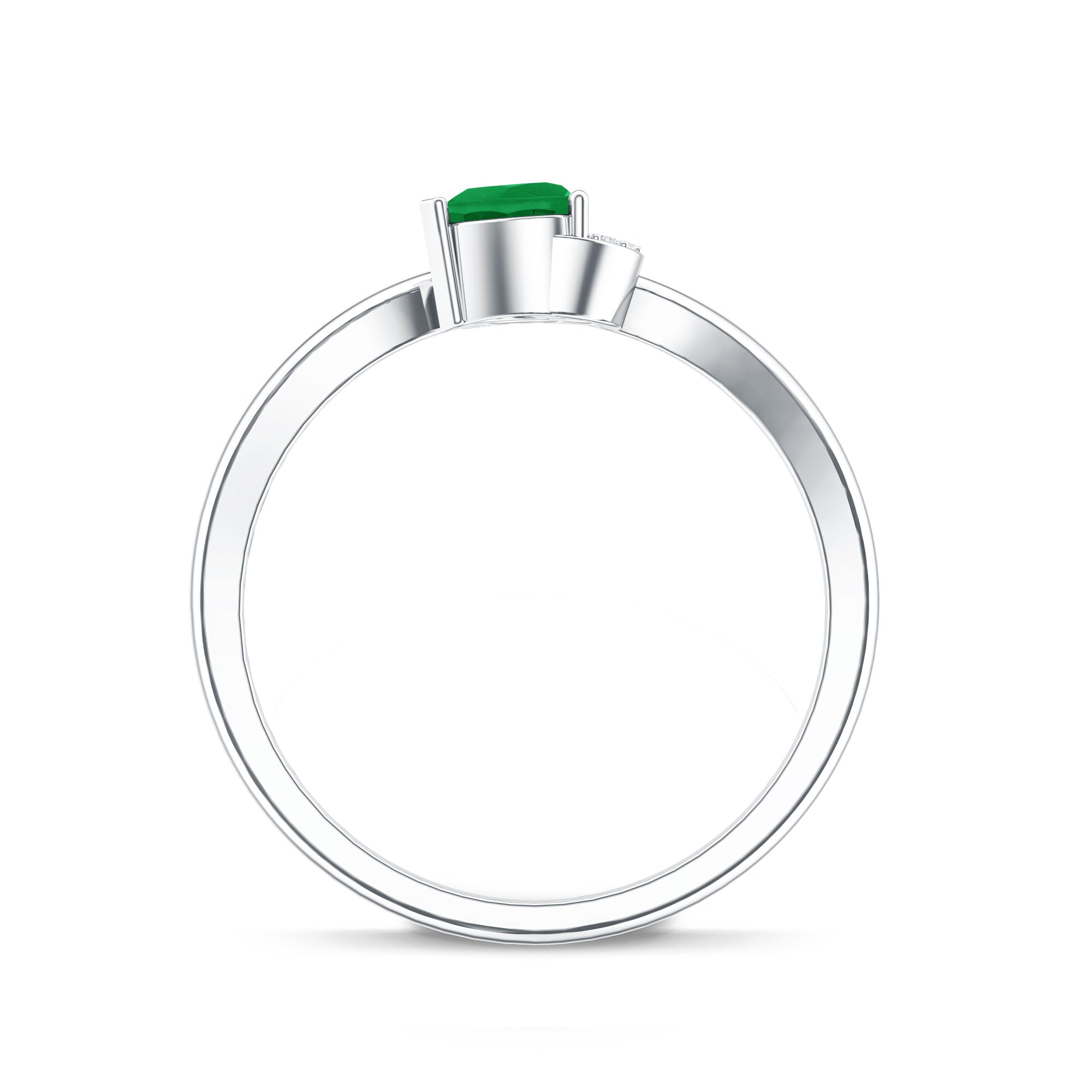 Certified Natural Emerald Heart Promise Ring with Diamond