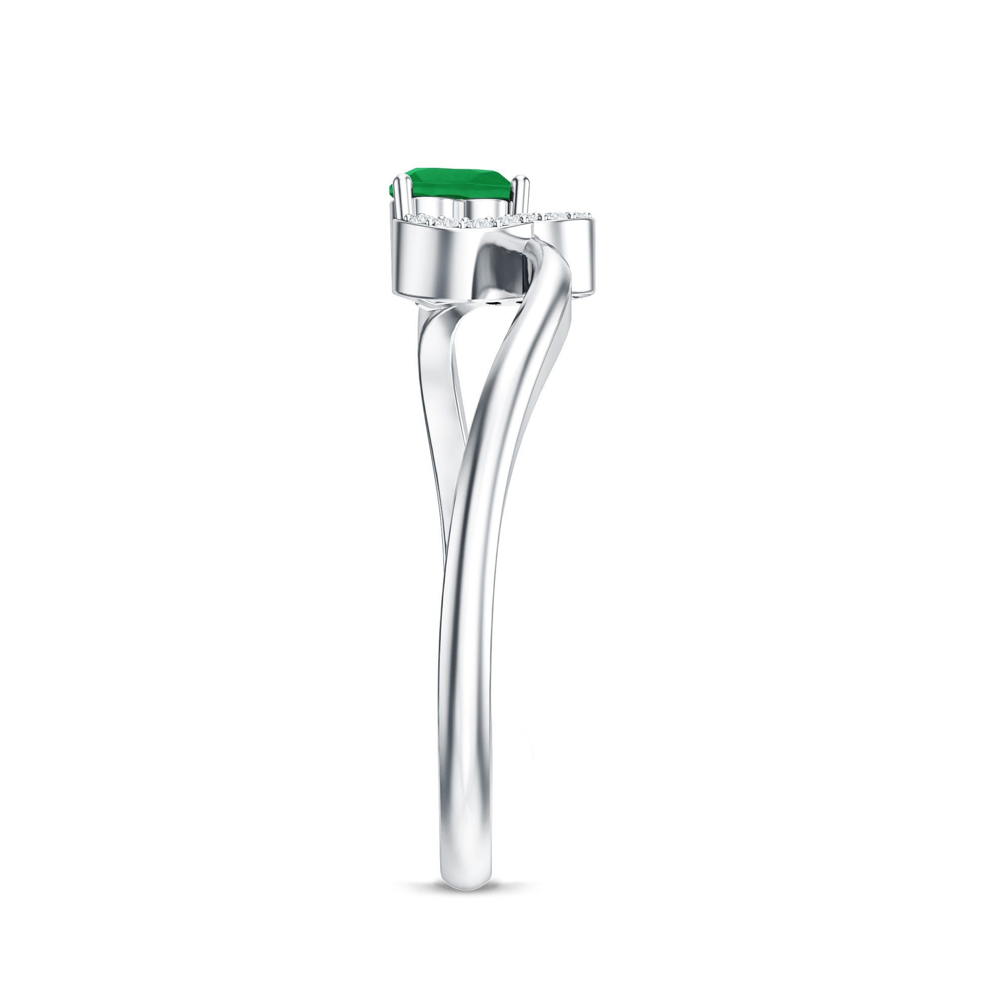 Certified Natural Emerald Heart Promise Ring with Diamond