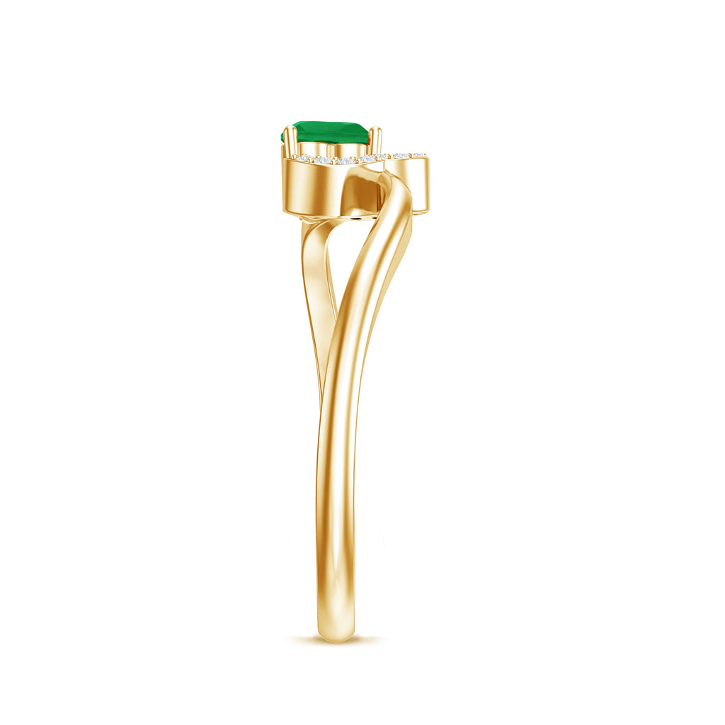 Certified Natural Emerald Heart Promise Ring with Diamond