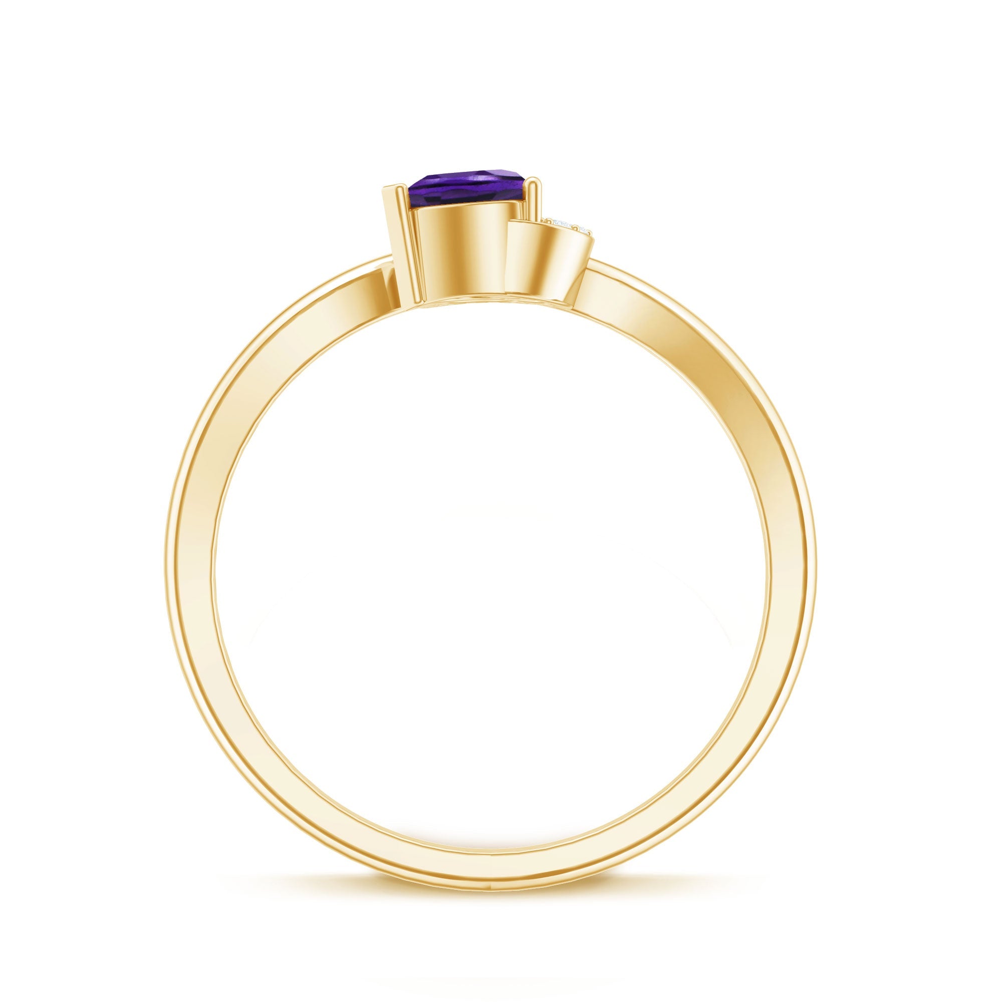 Real 0.9 Carat Amethyst Heart Promise Ring with Diamond