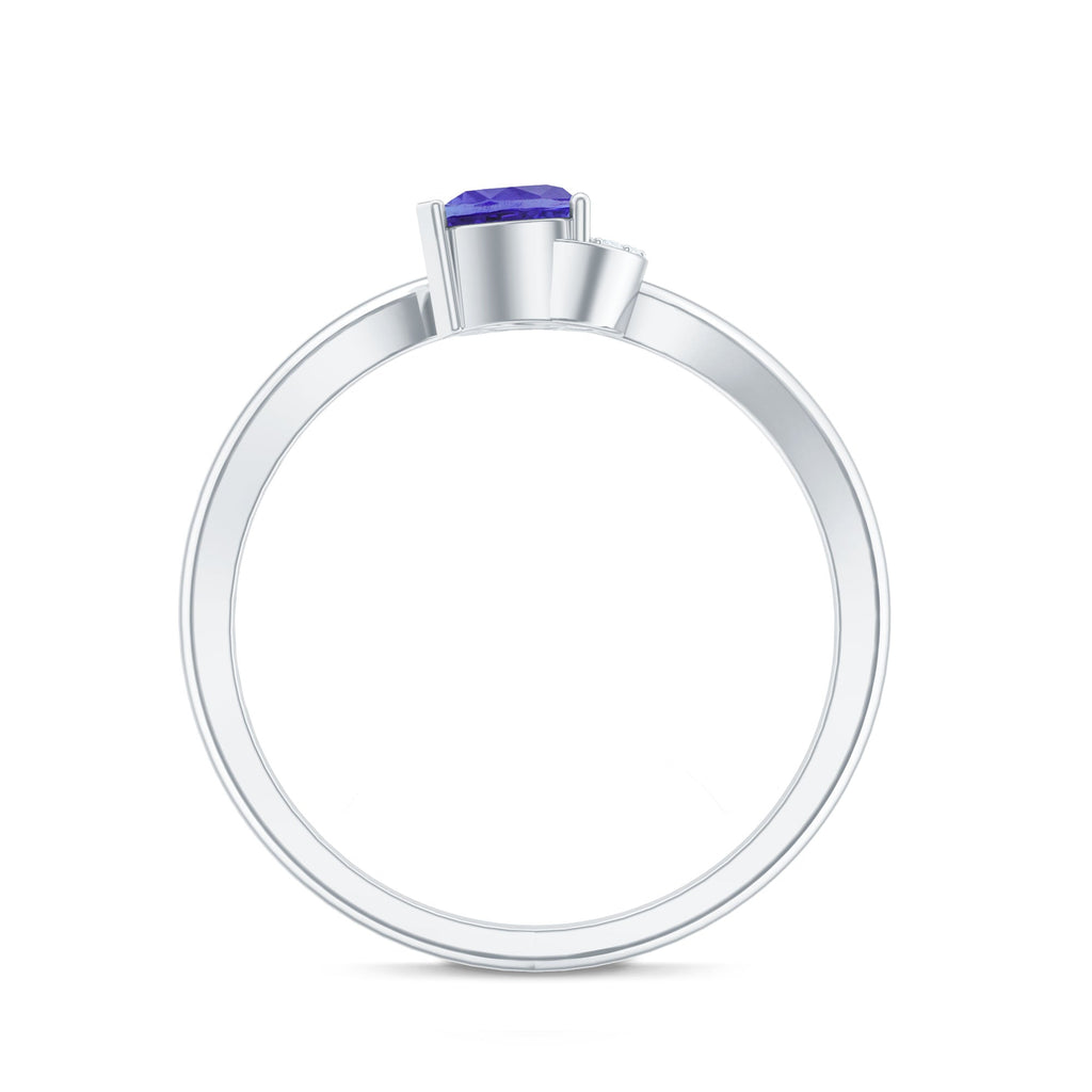 Natural Heart Shape Tanzanite Diamond Promise Ring for Valentines