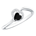 Genuine Black Onyx and Diamond Heart Promise Ring