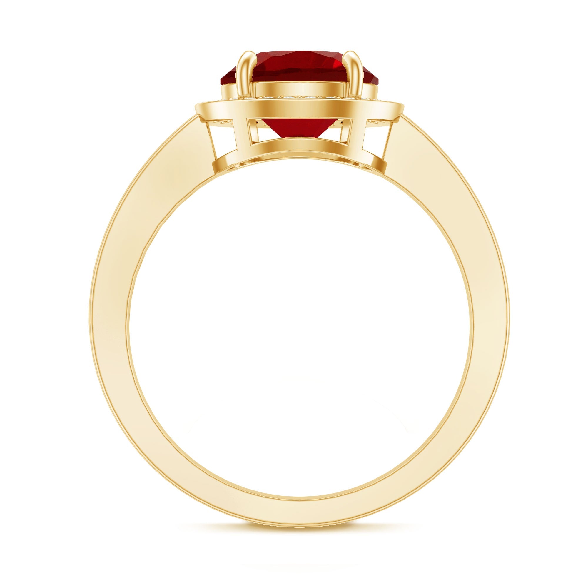 2 Carat Lab Grown Ruby Round Halo Engagement Ring