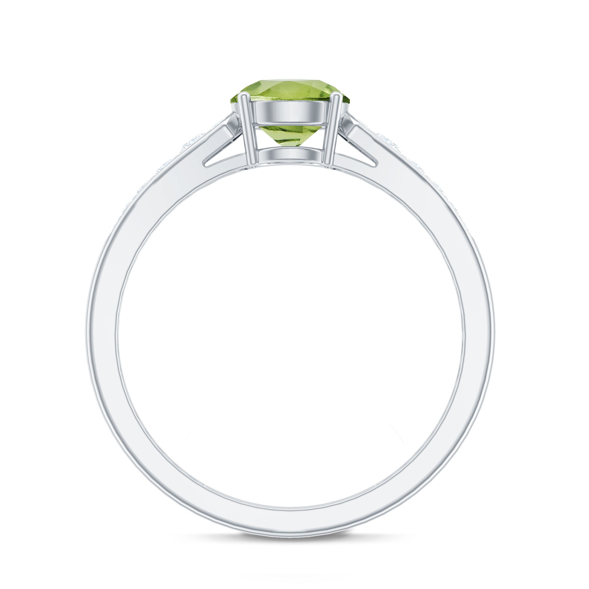 Natural Solitaire 2 Carat Peridot Engagement Ring with Diamond